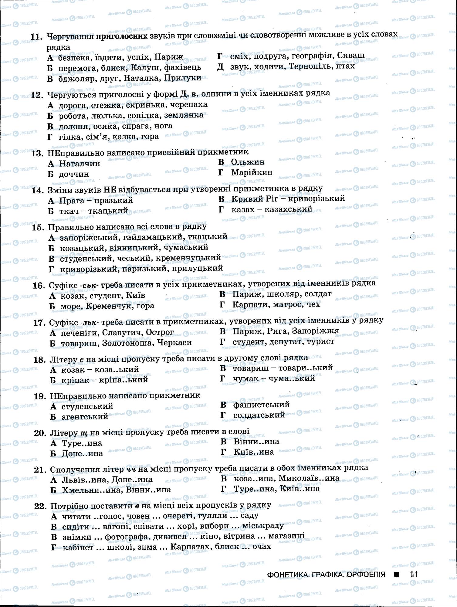 ЗНО Укр мова 11 класс страница 11