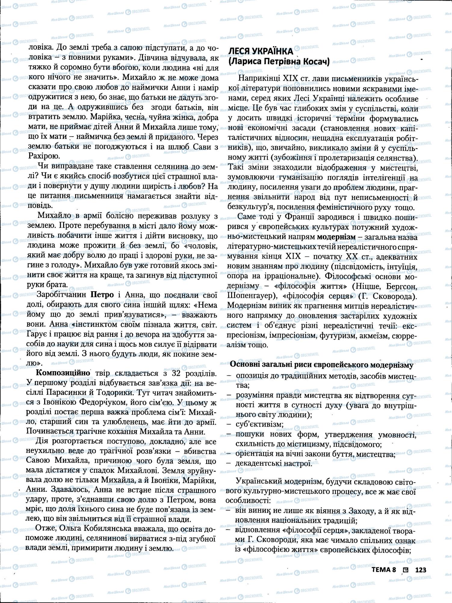 ЗНО Українська література 11 клас сторінка 123