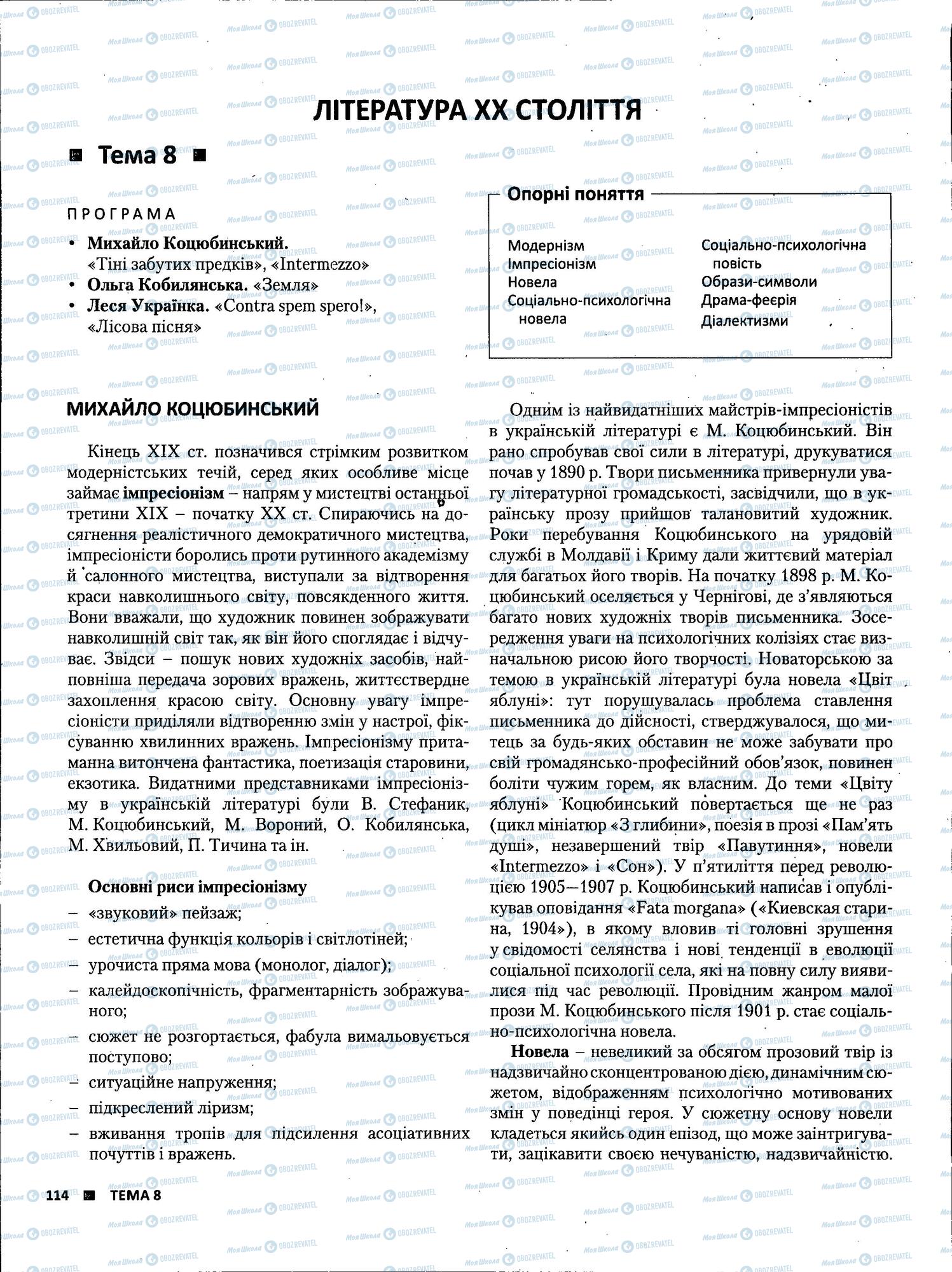 ЗНО Українська література 11 клас сторінка 114