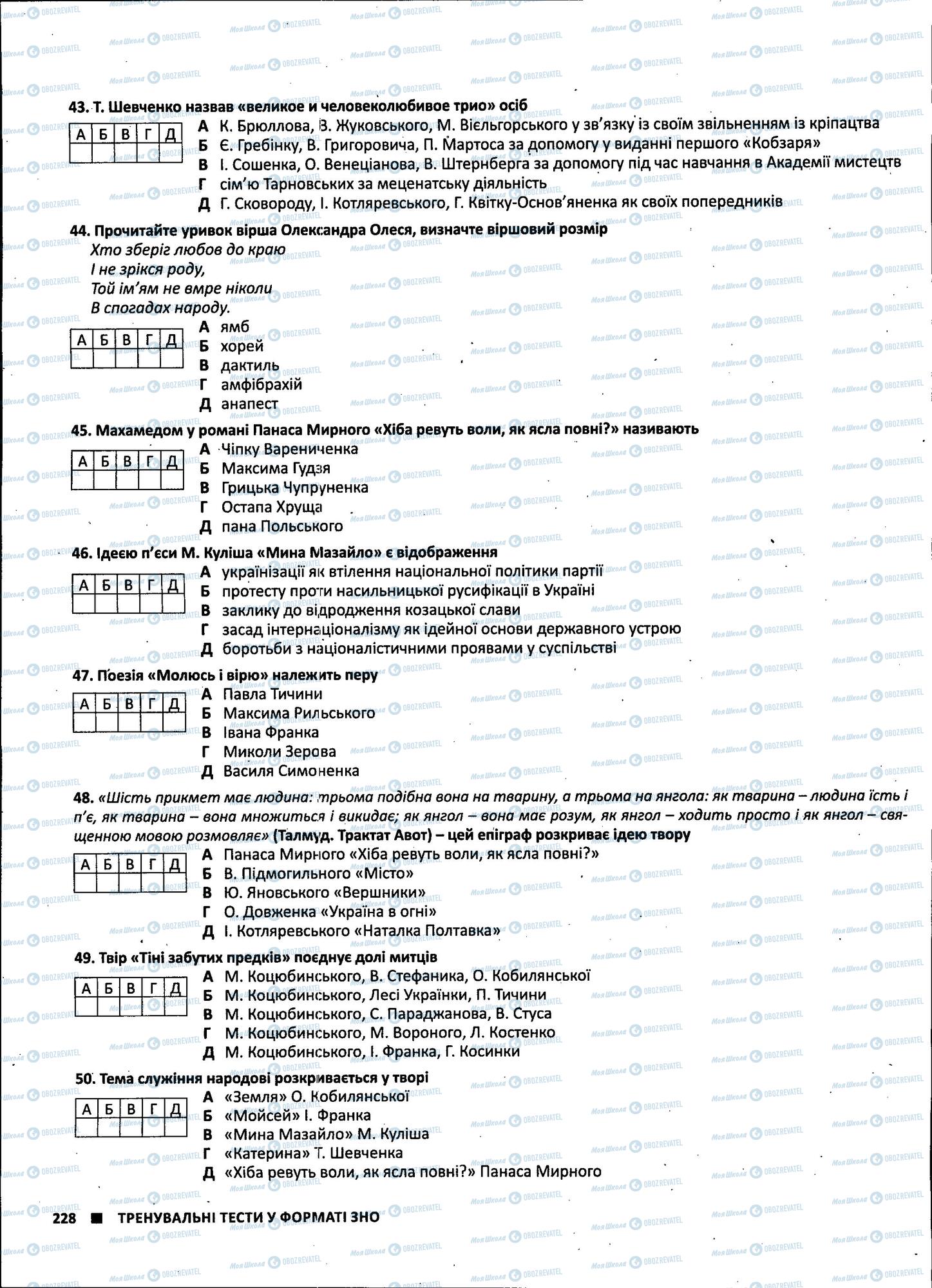 ЗНО Українська література 11 клас сторінка 228