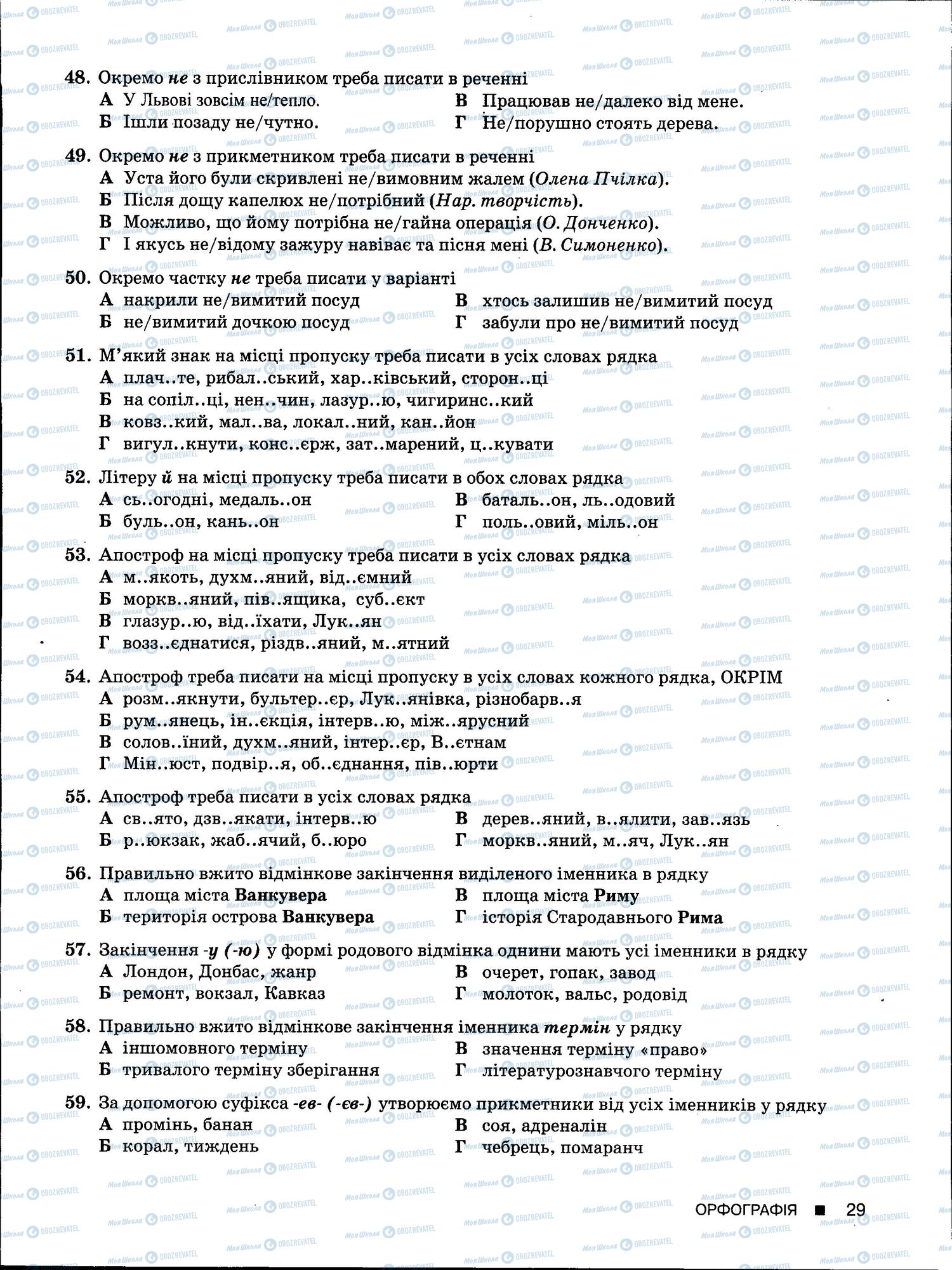 ЗНО Українська мова 11 клас сторінка 29