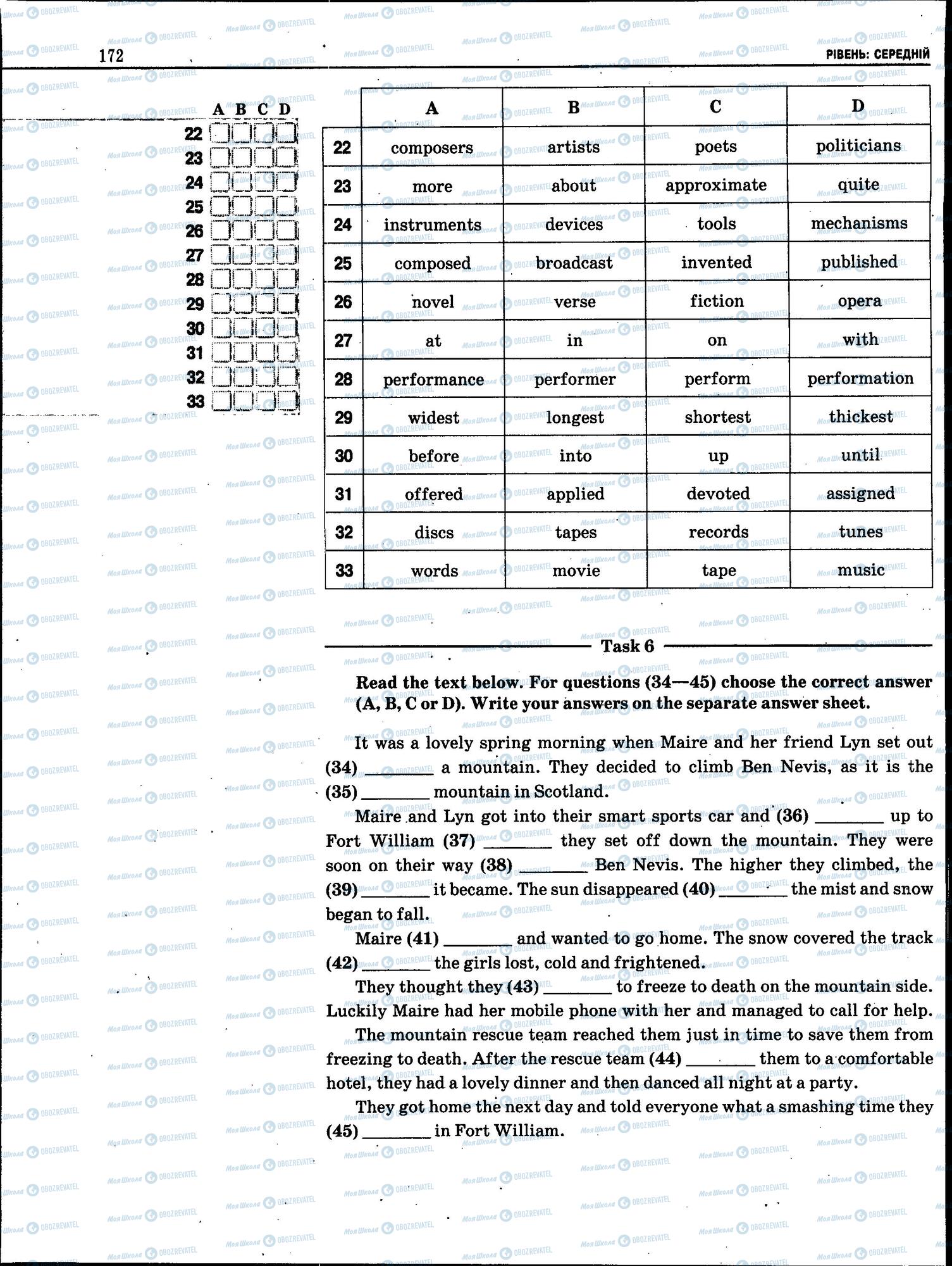 ЗНО Англійська мова 11 клас сторінка 172