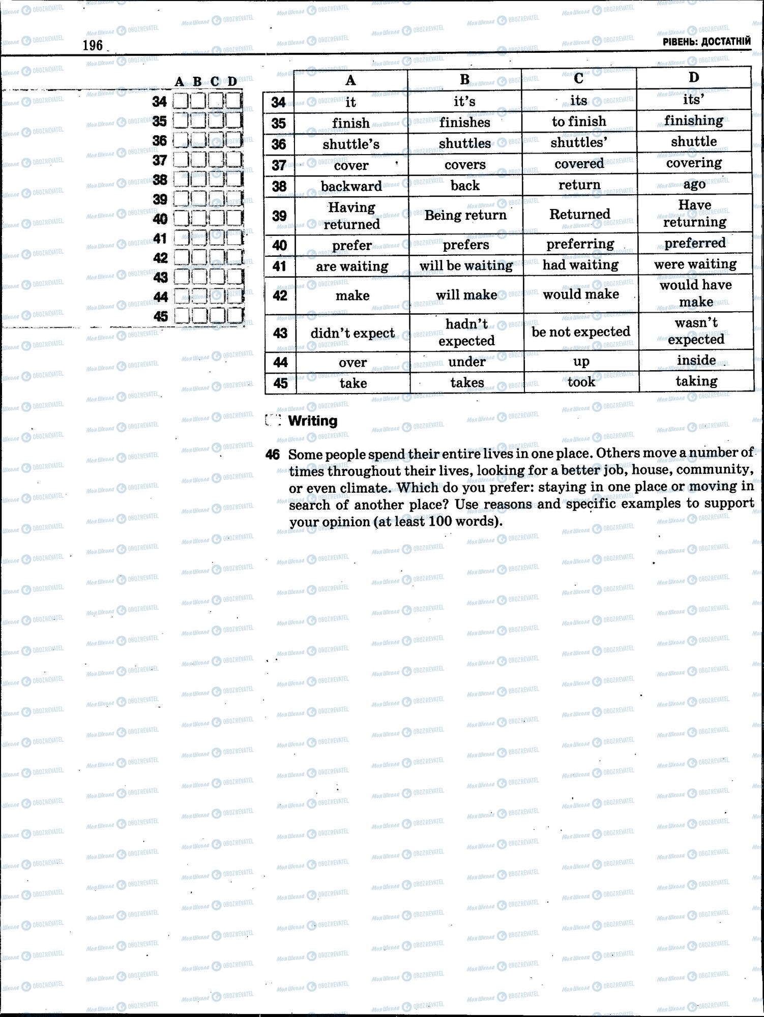 ЗНО Англійська мова 11 клас сторінка 196