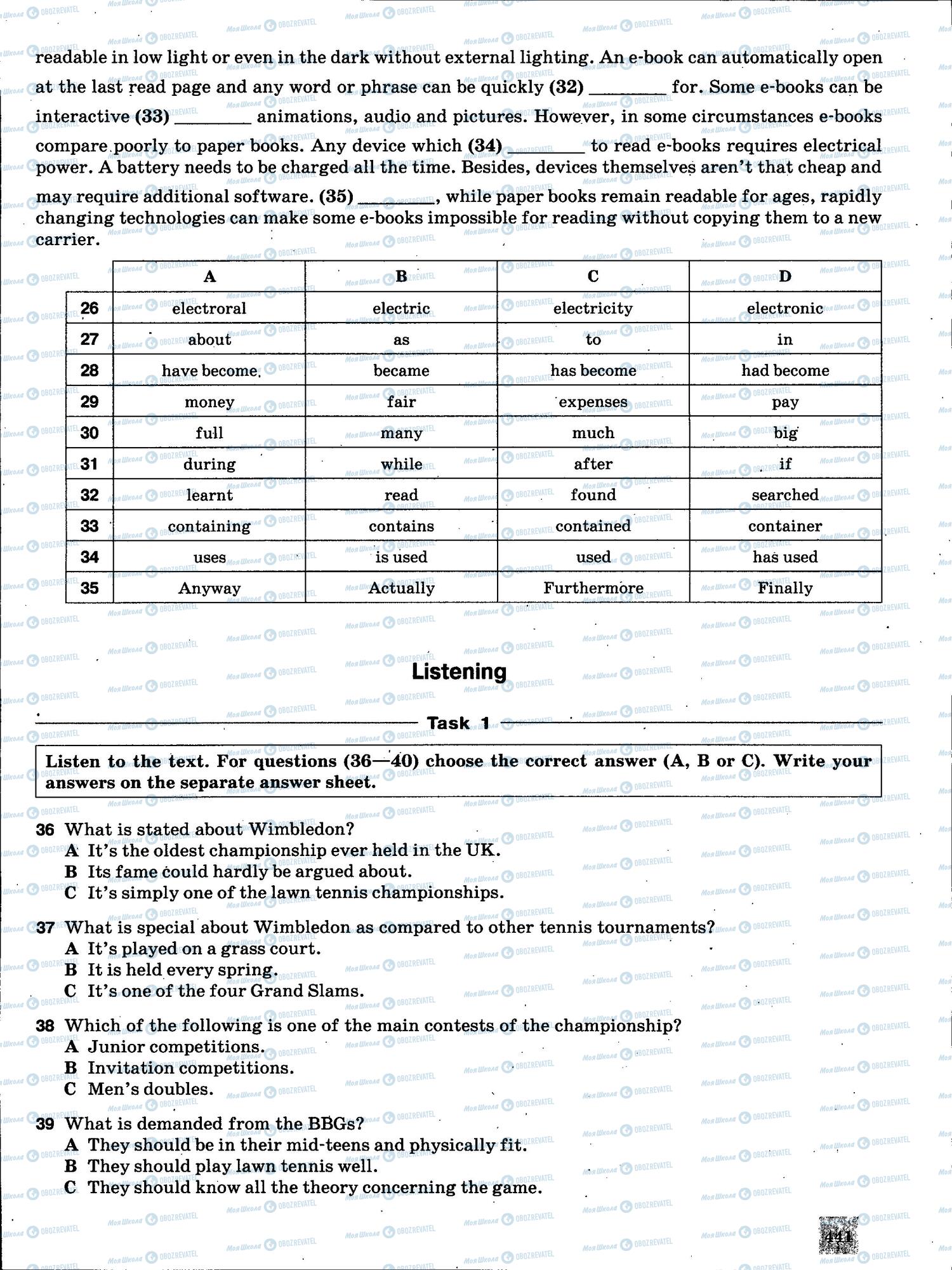 ЗНО Английский язык 11 класс страница 441