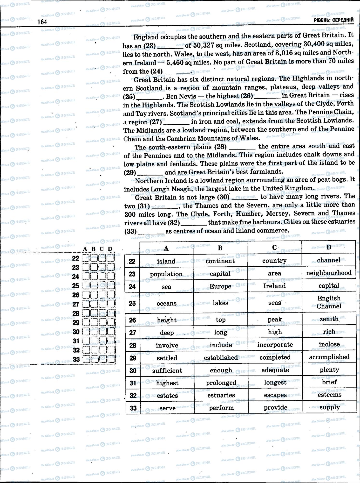 ЗНО Англійська мова 11 клас сторінка 164