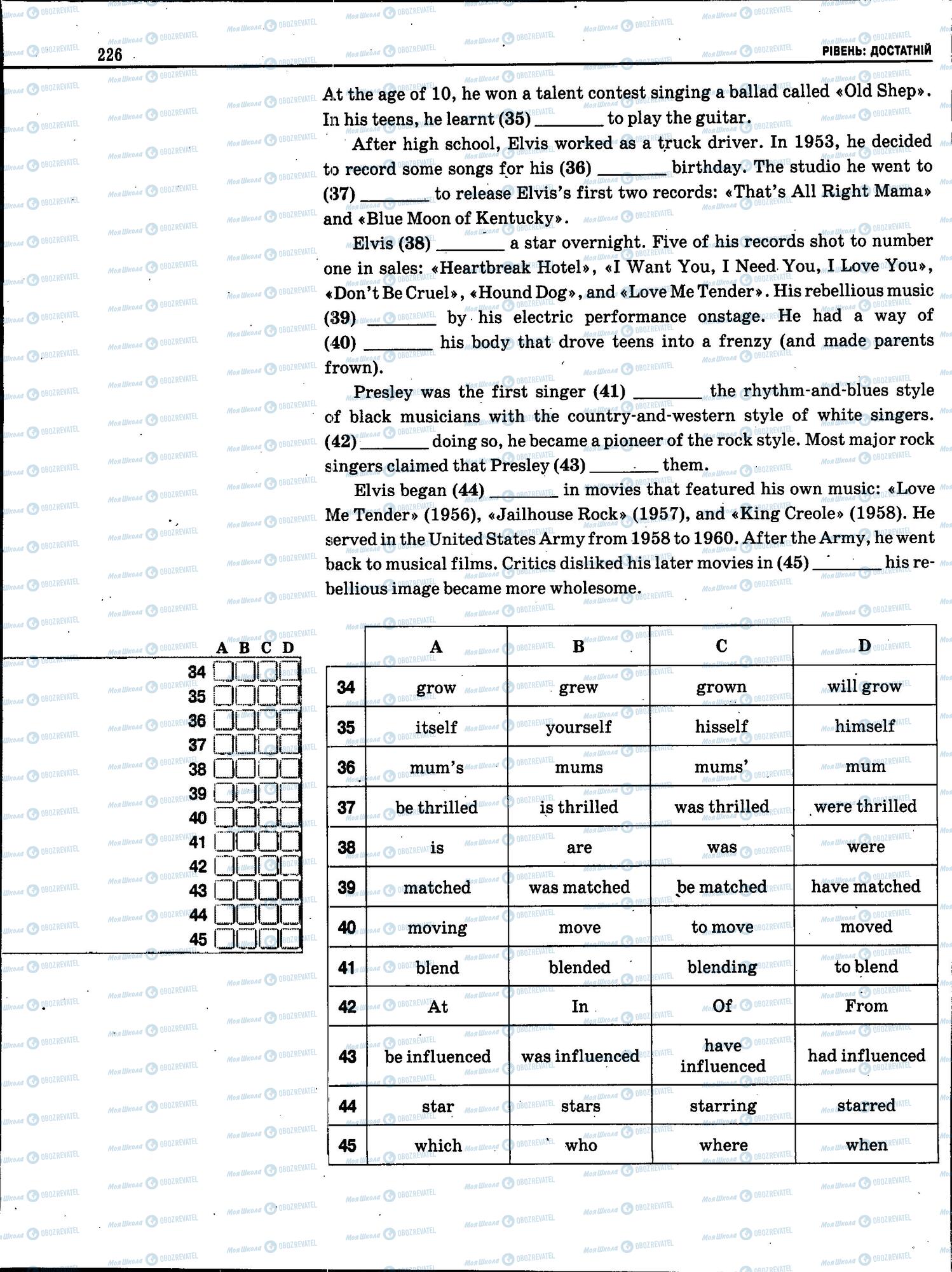 ЗНО Англійська мова 11 клас сторінка 226