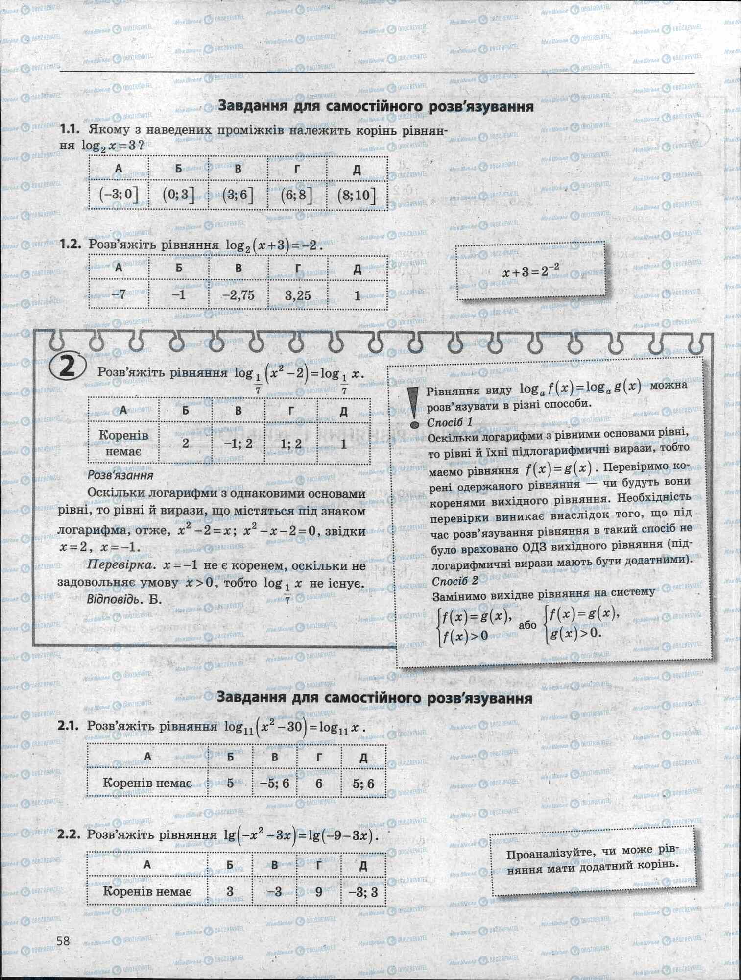 ЗНО Математика 11 класс страница 58
