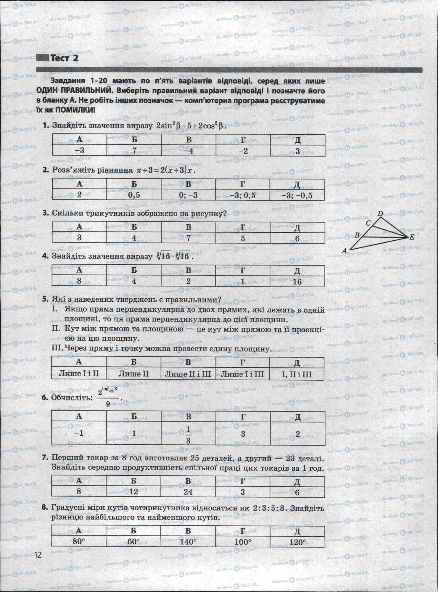 ЗНО Математика 11 клас сторінка 9