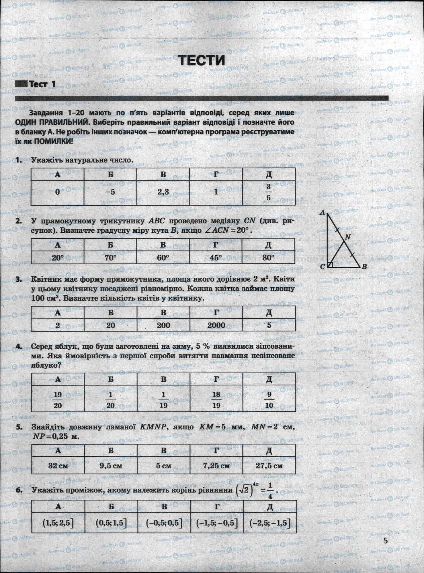 ЗНО Математика 11 клас сторінка 5