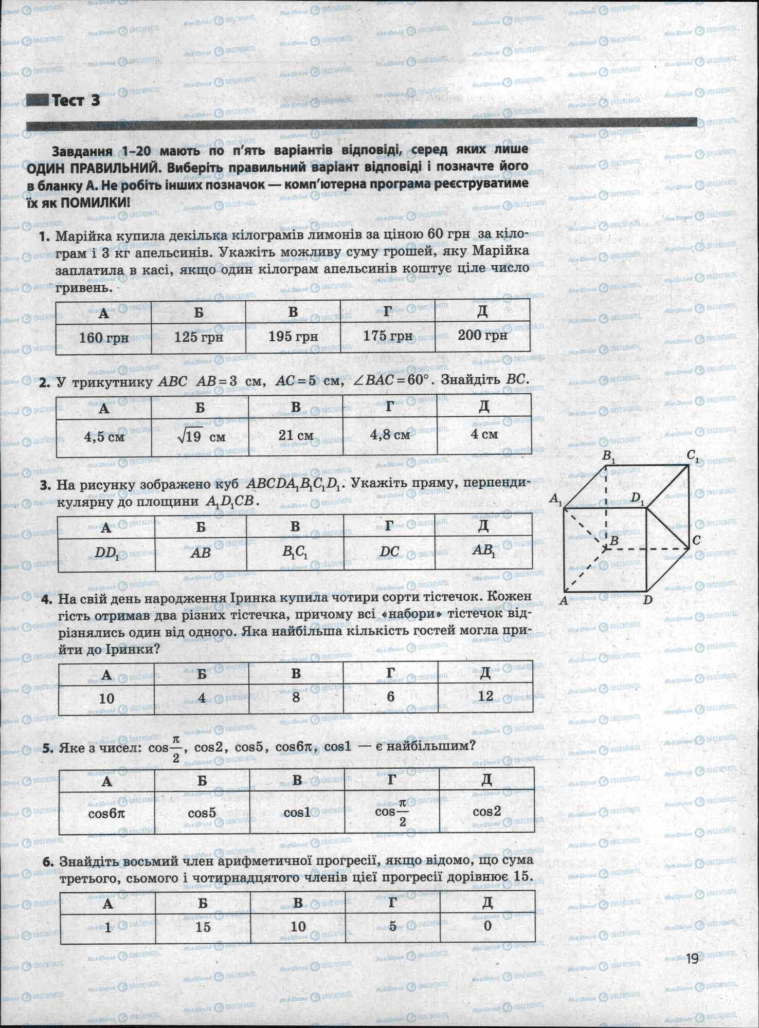 ЗНО Математика 11 клас сторінка 19