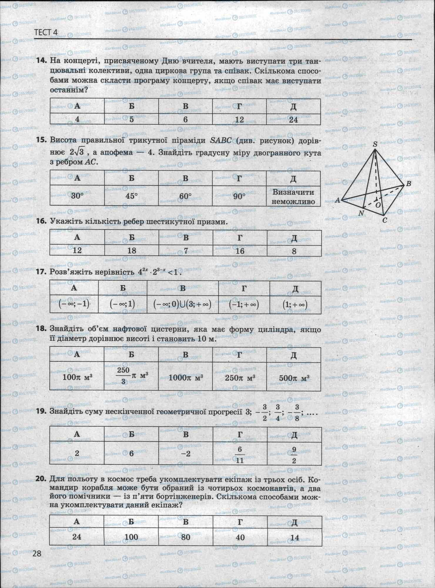 ЗНО Математика 11 клас сторінка 28
