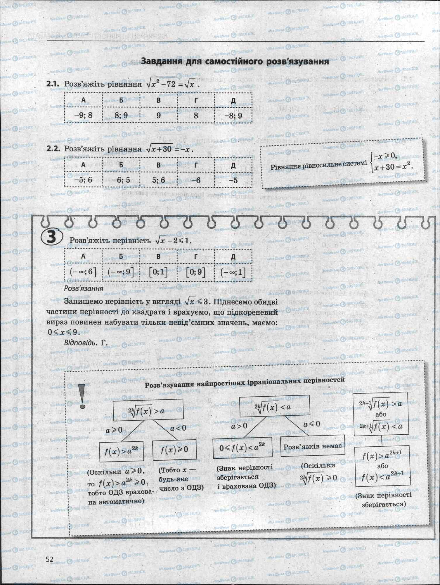 ЗНО Математика 11 клас сторінка 52