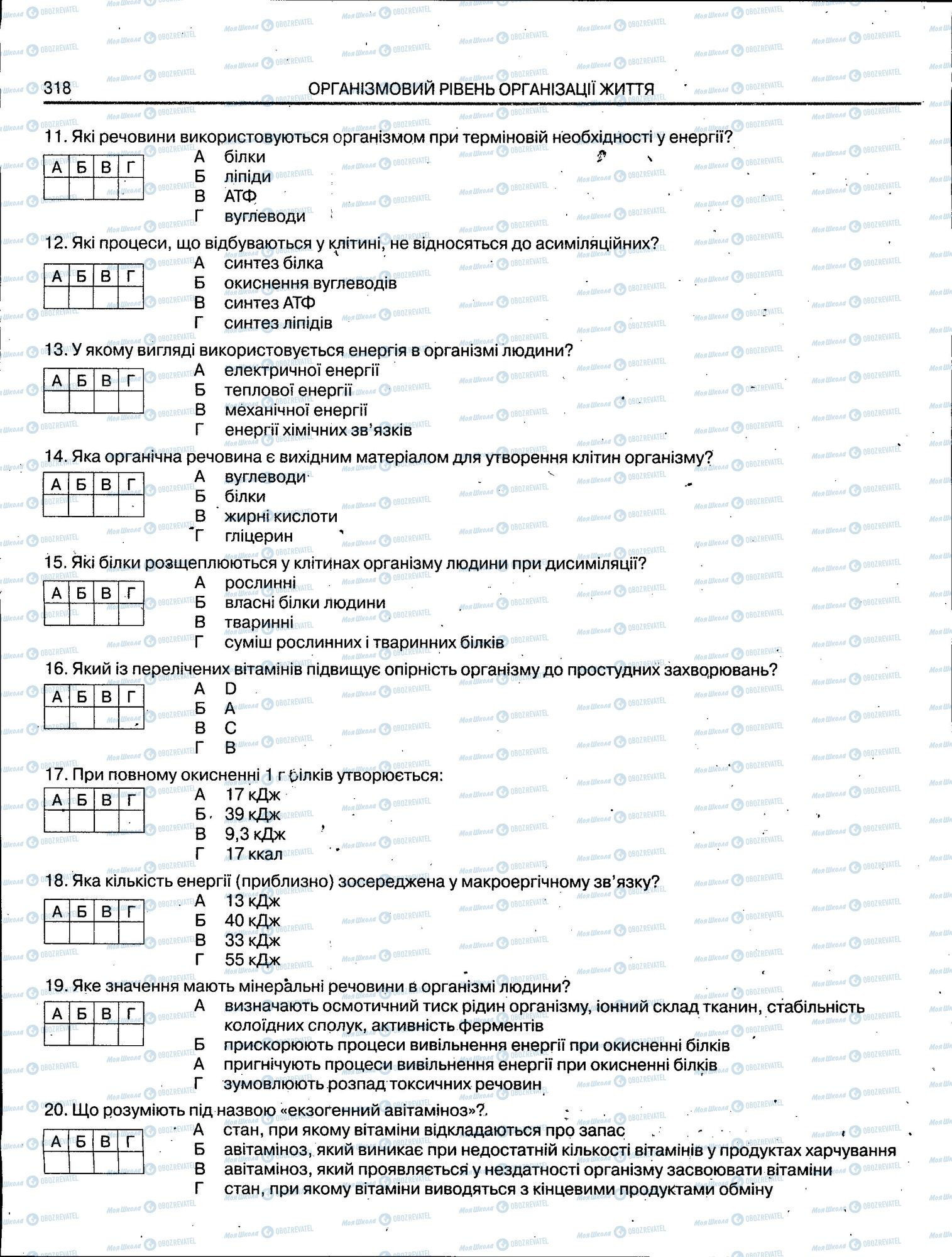 ЗНО Біологія 11 клас сторінка 318