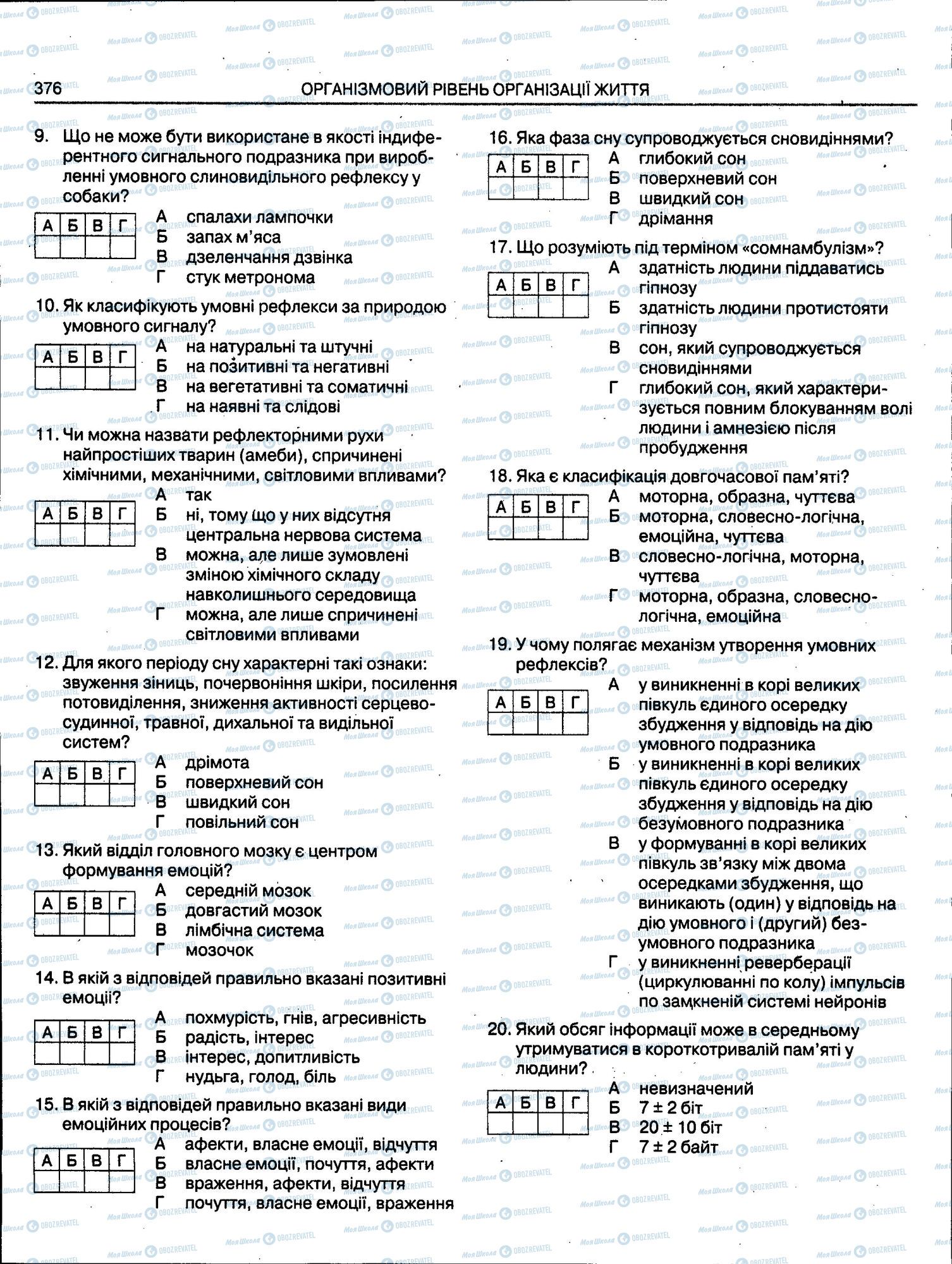 ЗНО Біологія 11 клас сторінка 376