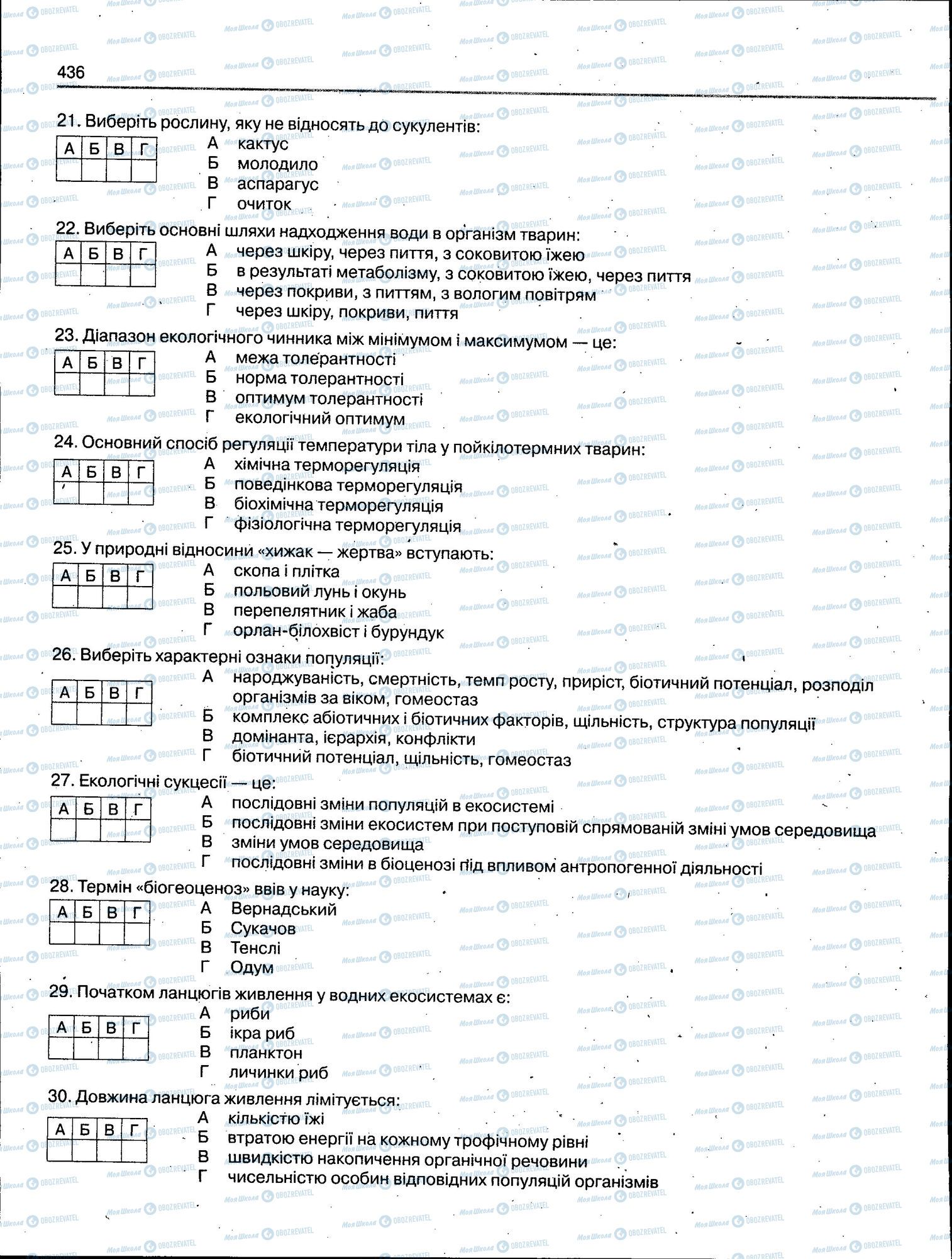 ЗНО Біологія 11 клас сторінка 436