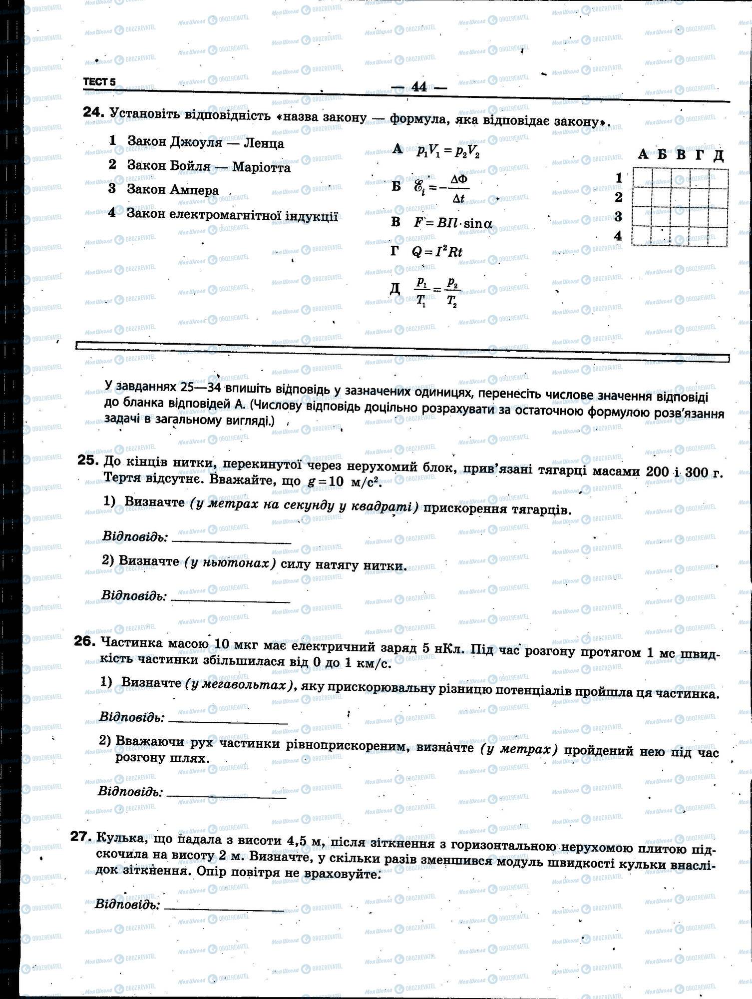 ЗНО Фізика 11 клас сторінка 044