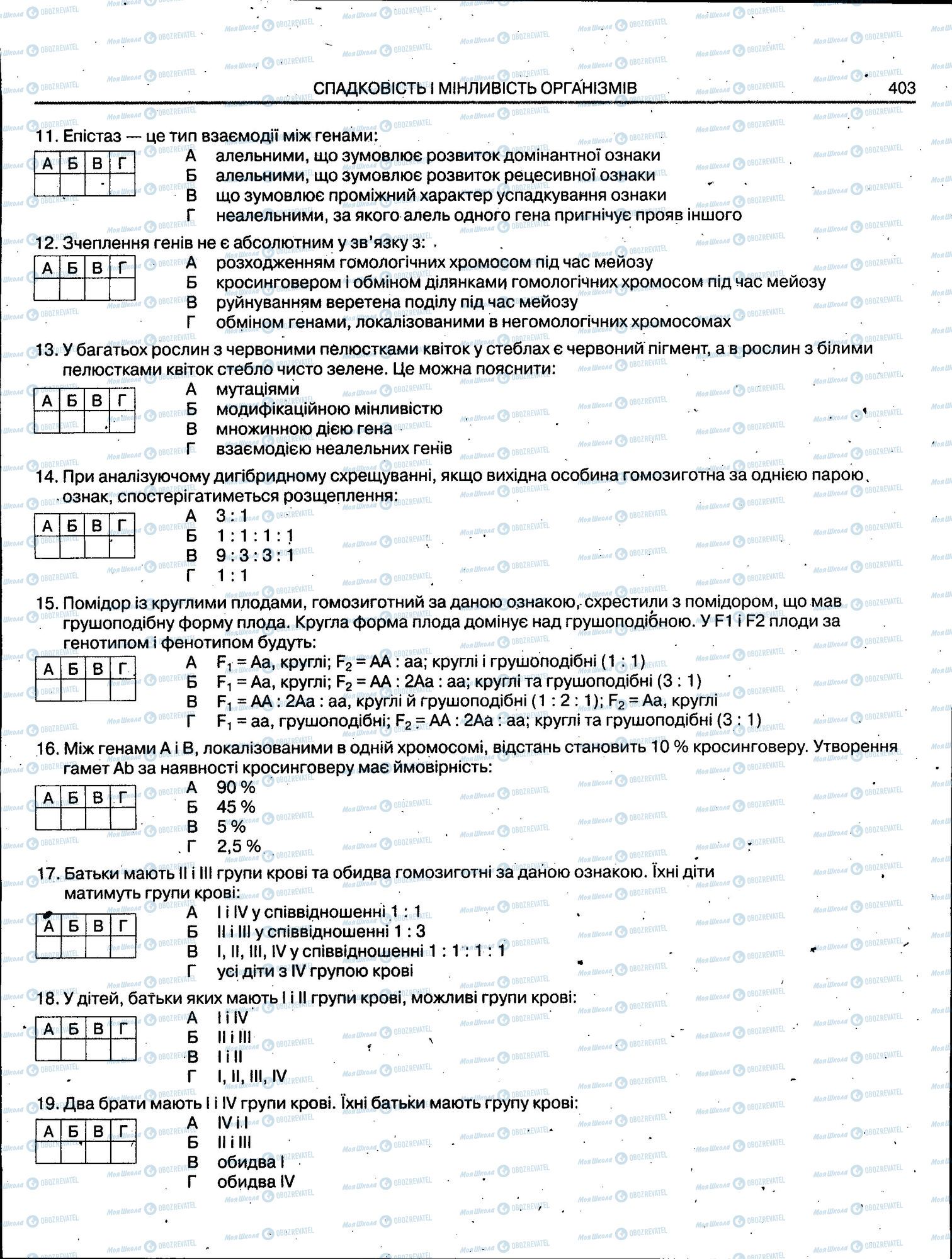 ЗНО Біологія 11 клас сторінка 403