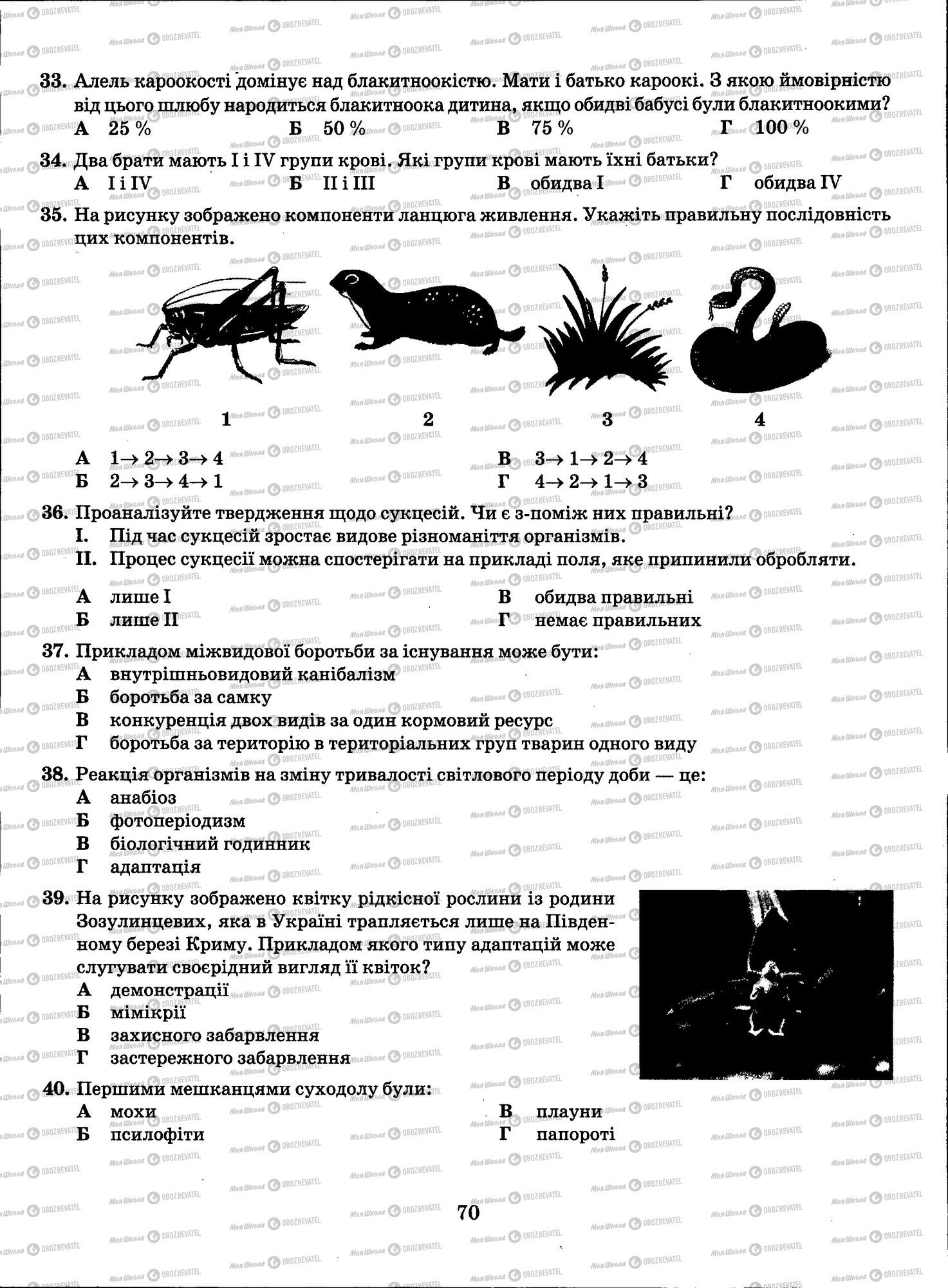 ЗНО Биология 11 класс страница 070
