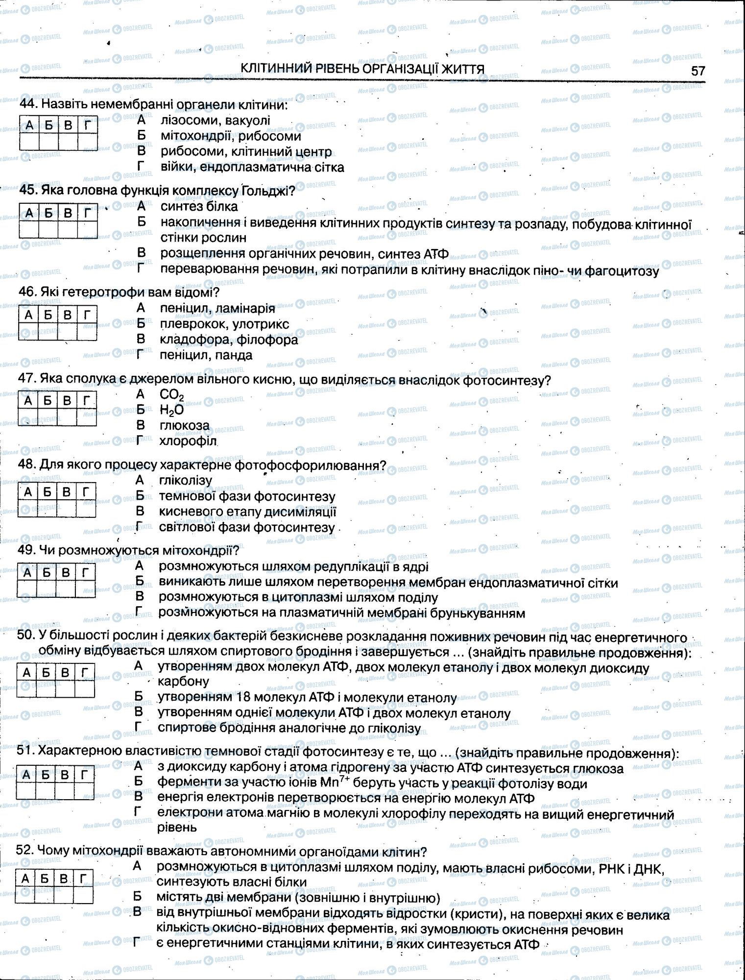 ЗНО Біологія 11 клас сторінка 057