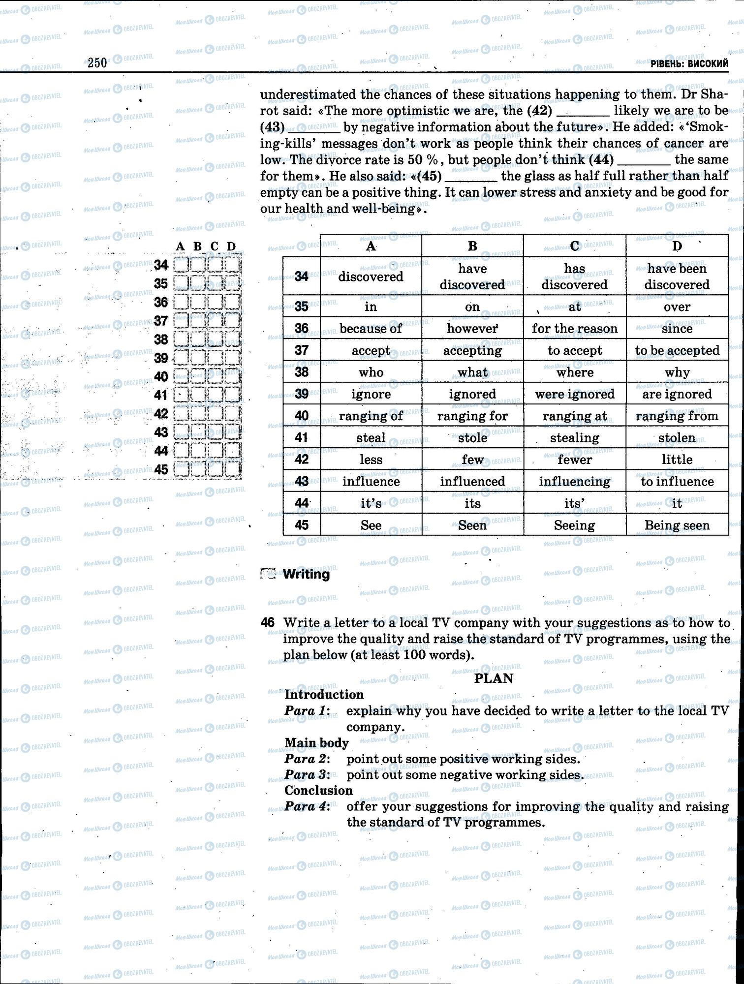 ЗНО Английский язык 11 класс страница 250