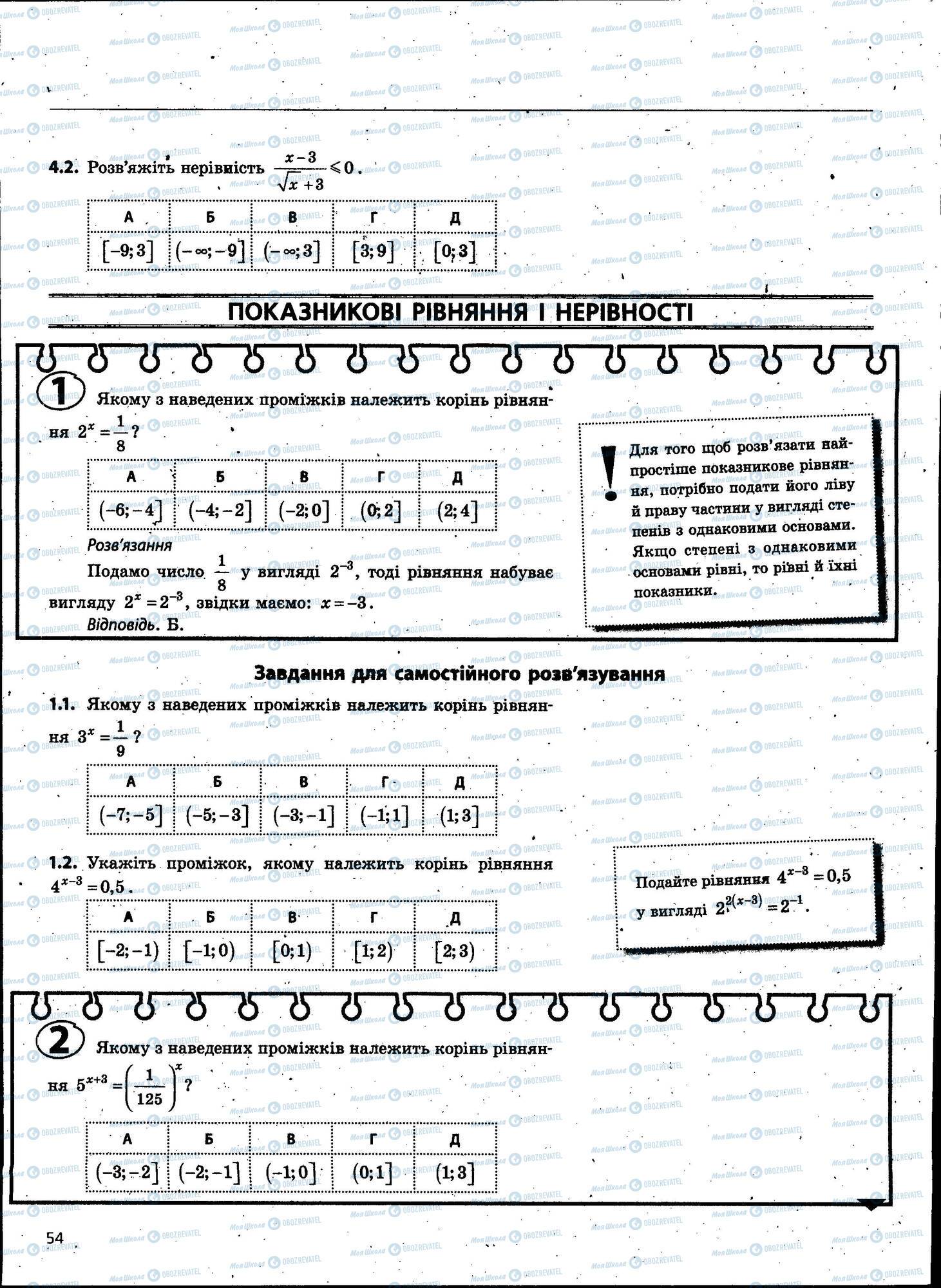 ЗНО Математика 11 клас сторінка 054