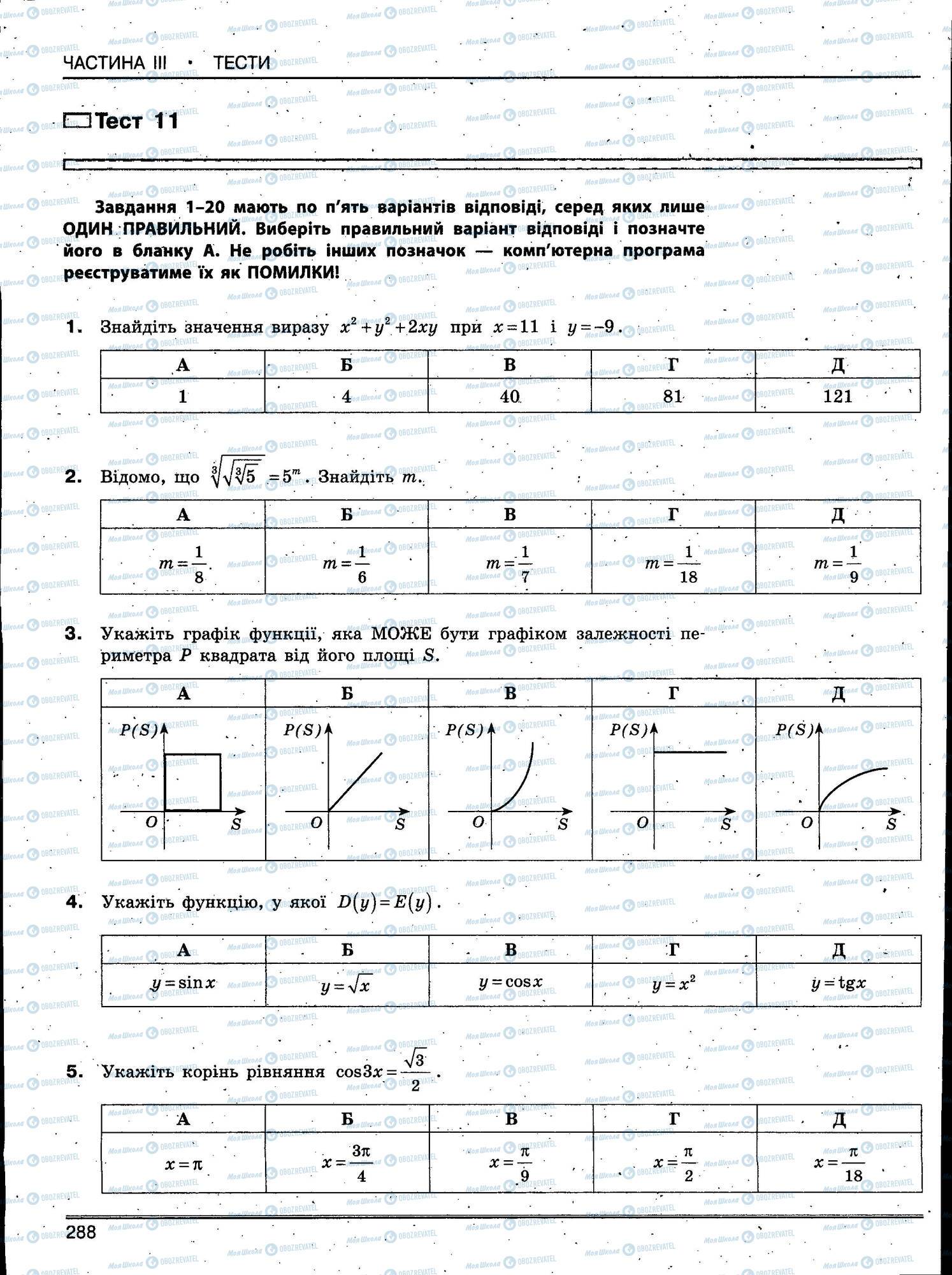 ЗНО Математика 11 клас сторінка 288