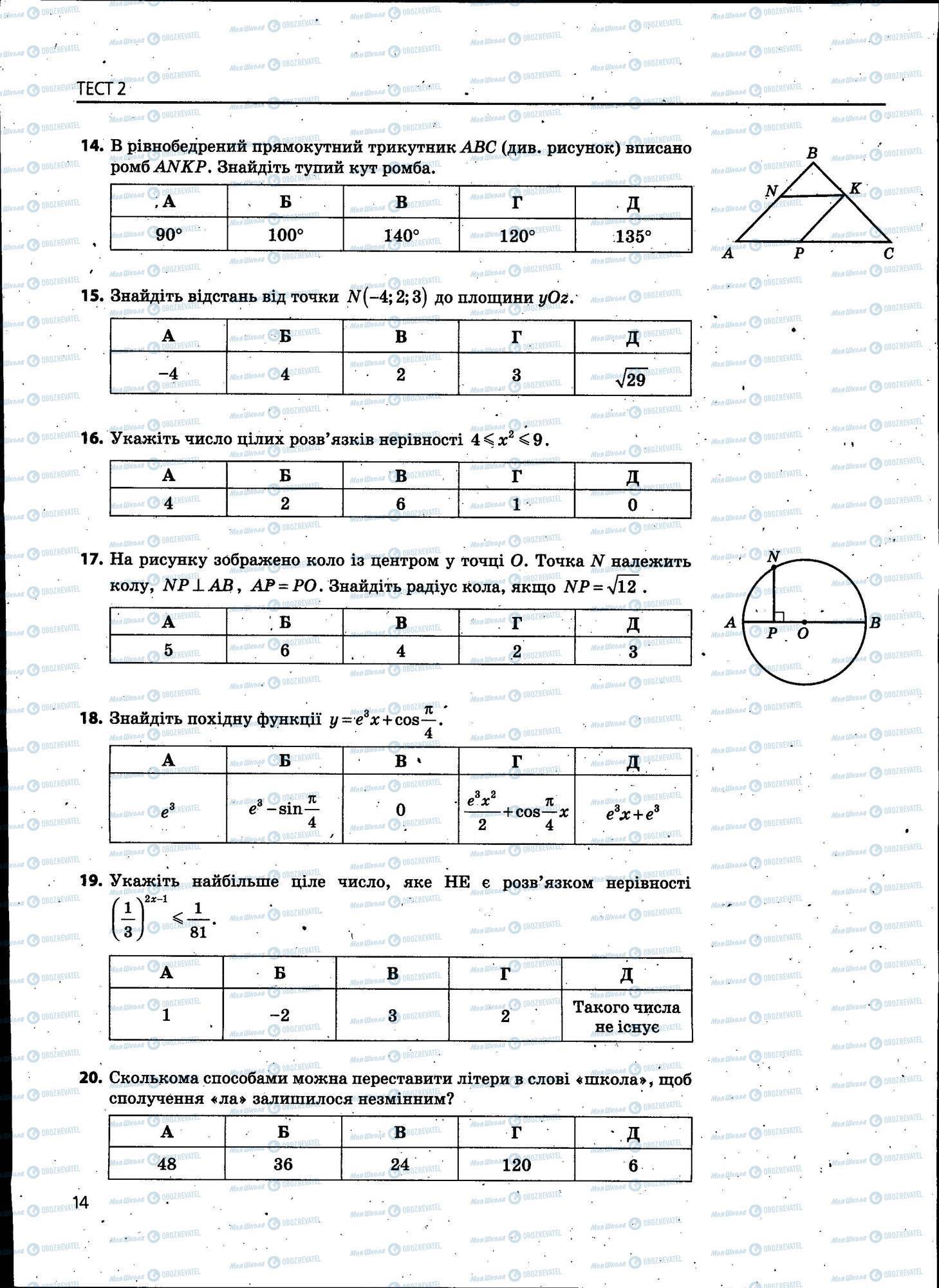 ЗНО Математика 11 клас сторінка 014