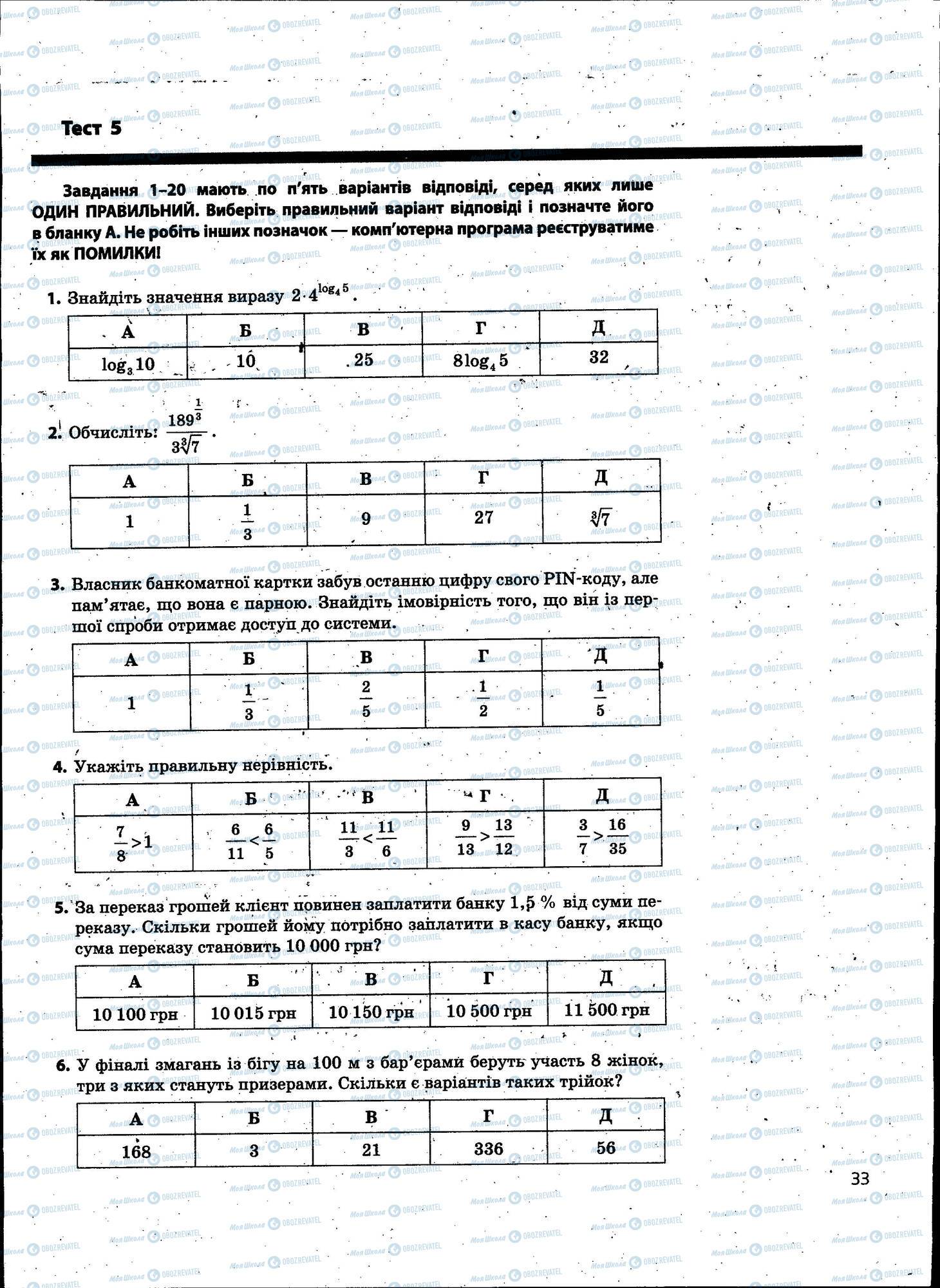 ЗНО Математика 11 клас сторінка 033
