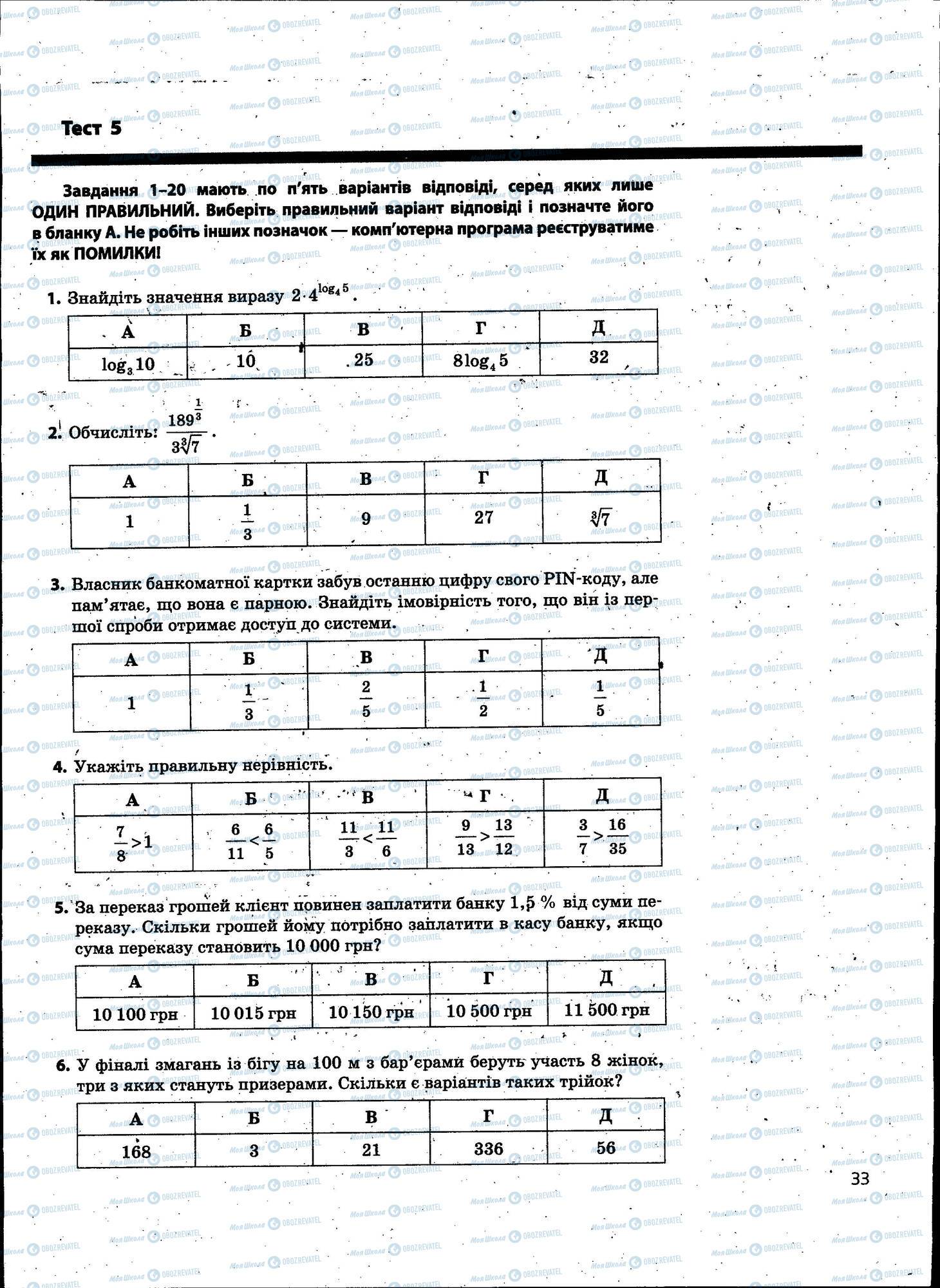 ЗНО Математика 11 класс страница 033