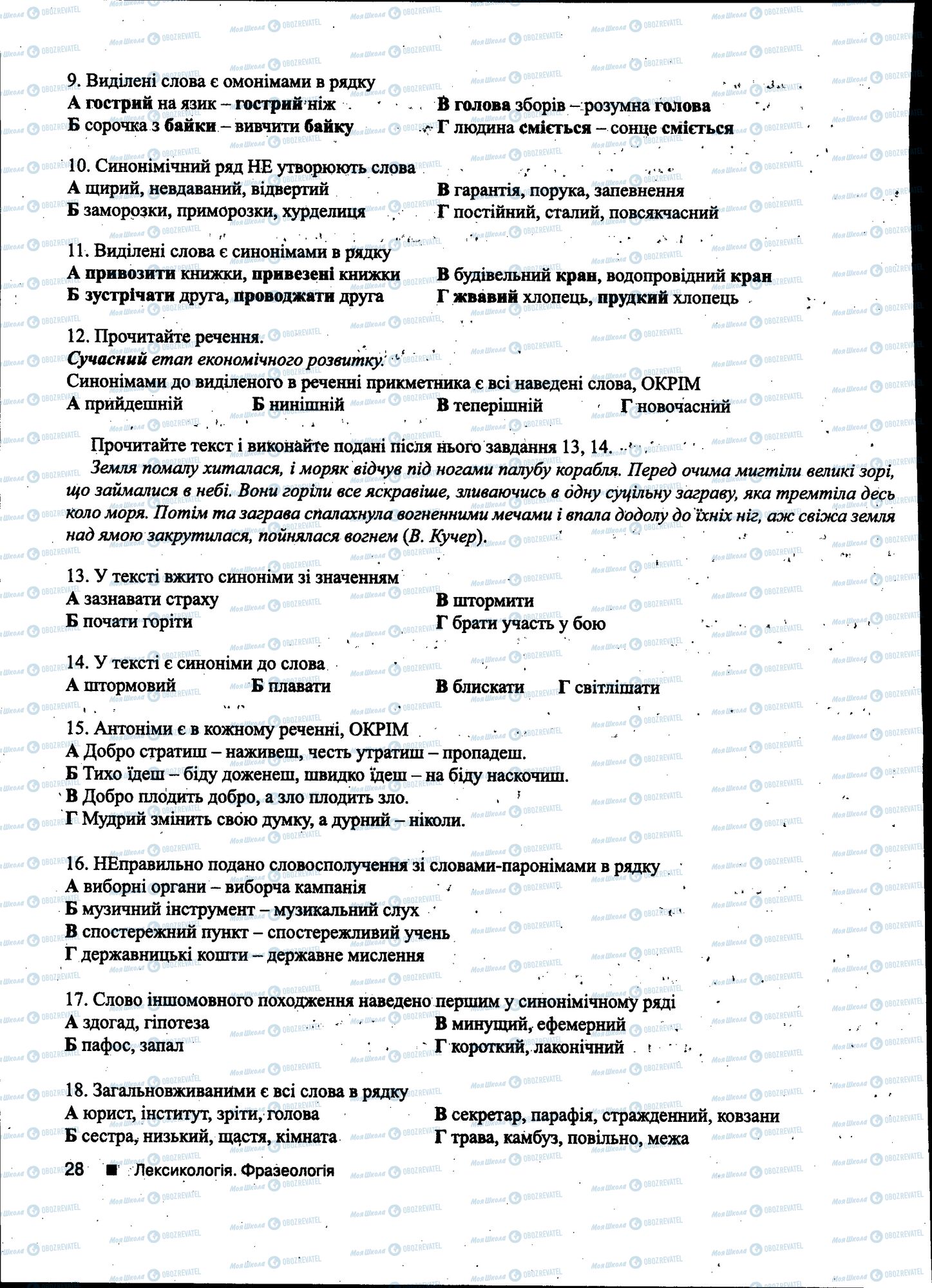 ДПА Українська мова 11 клас сторінка 028
