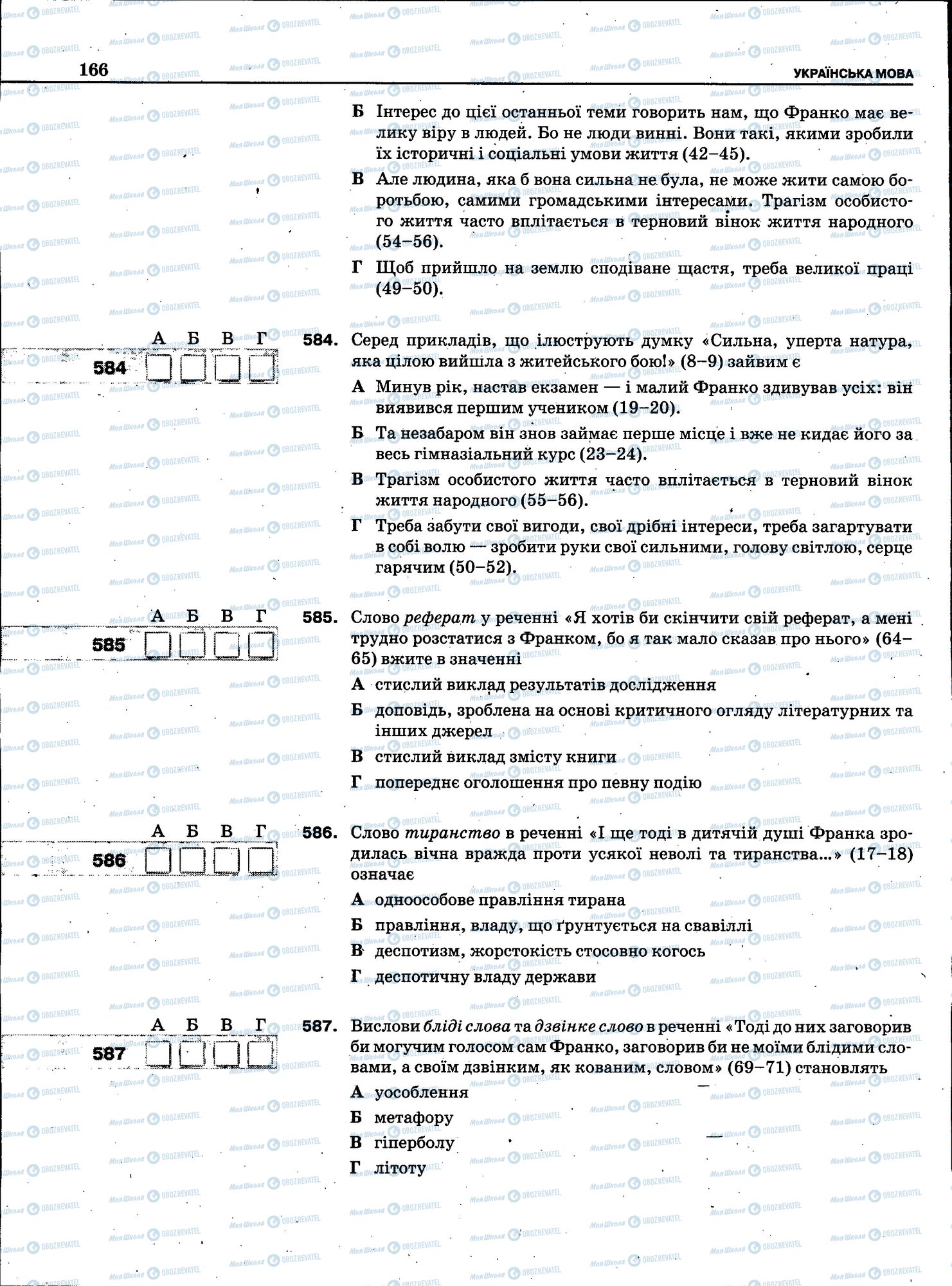 ЗНО Українська мова 11 клас сторінка 164