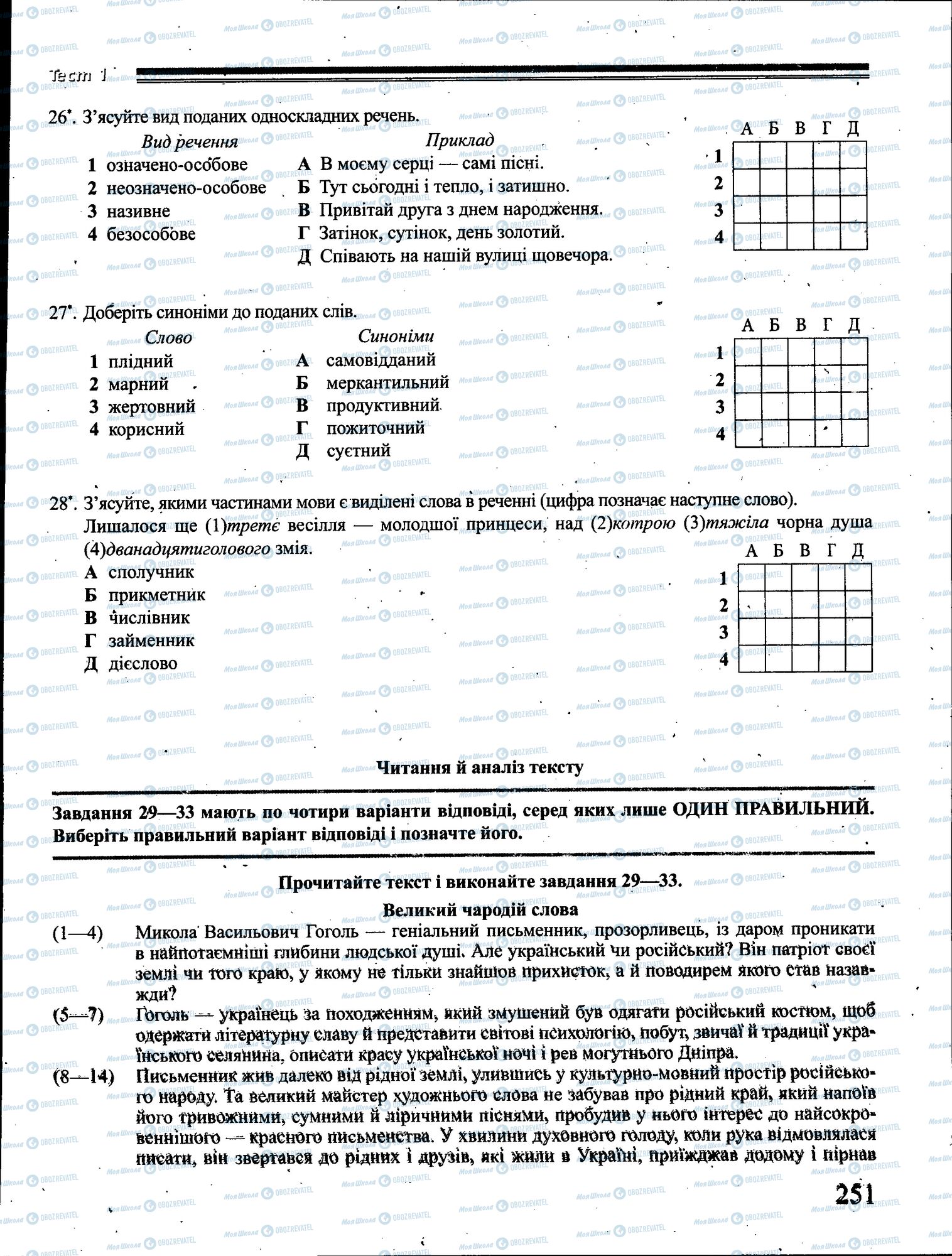 ДПА Українська мова 4 клас сторінка 251