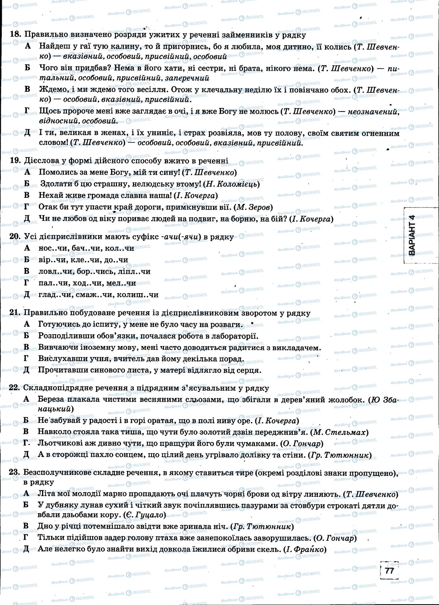 ЗНО Українська мова 11 клас сторінка 077