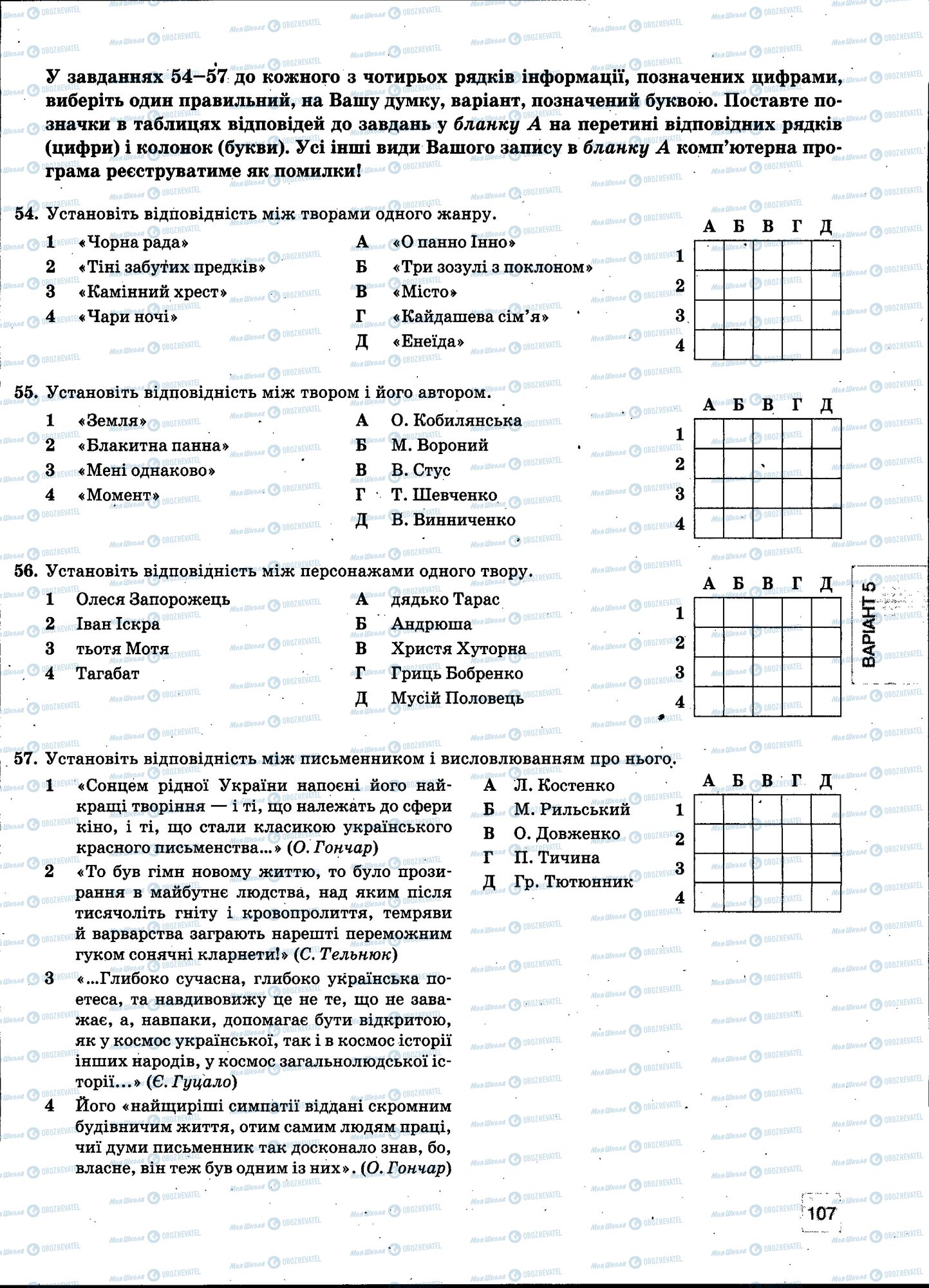 ЗНО Українська мова 11 клас сторінка 107