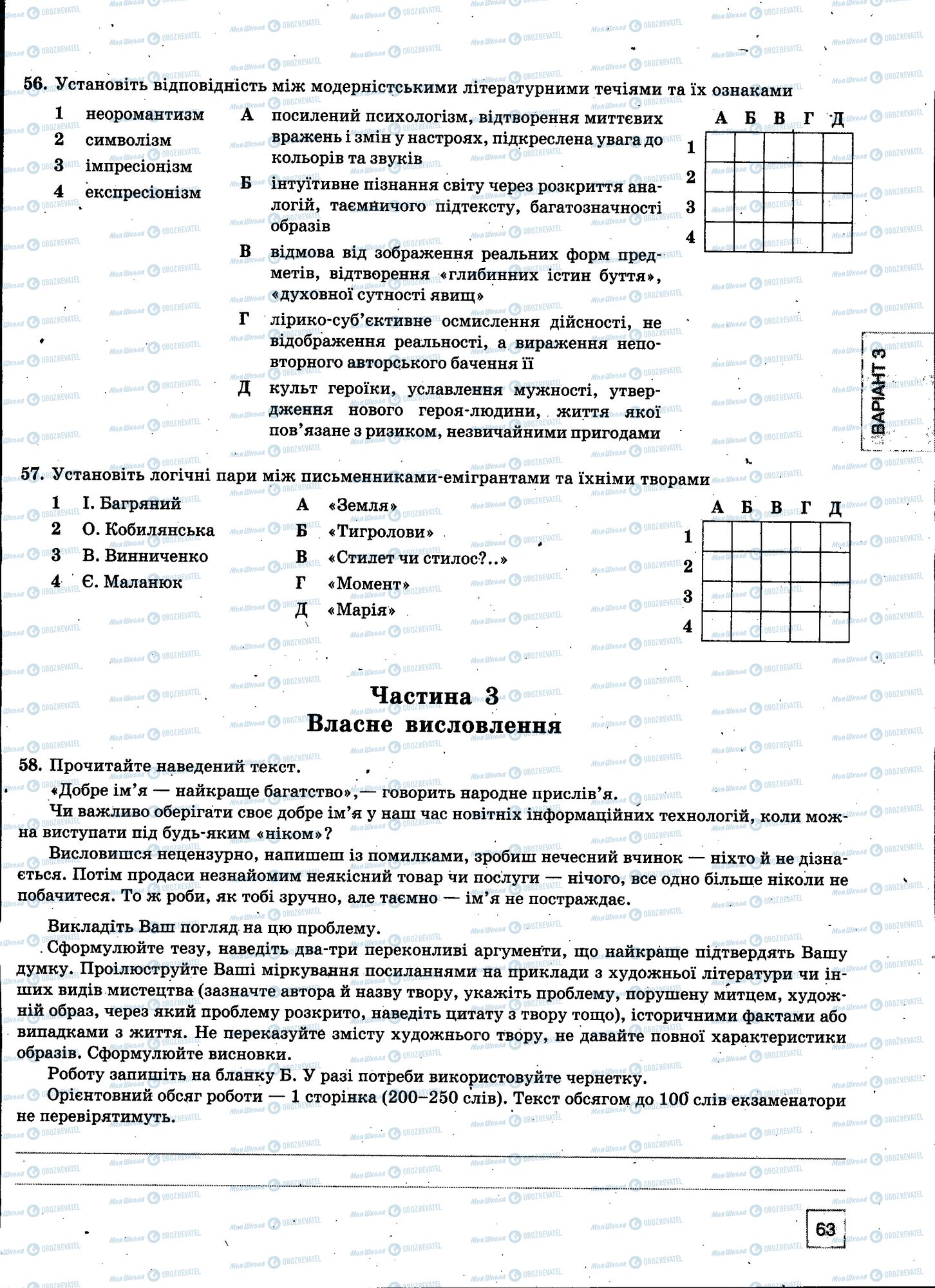 ЗНО Українська мова 11 клас сторінка 063