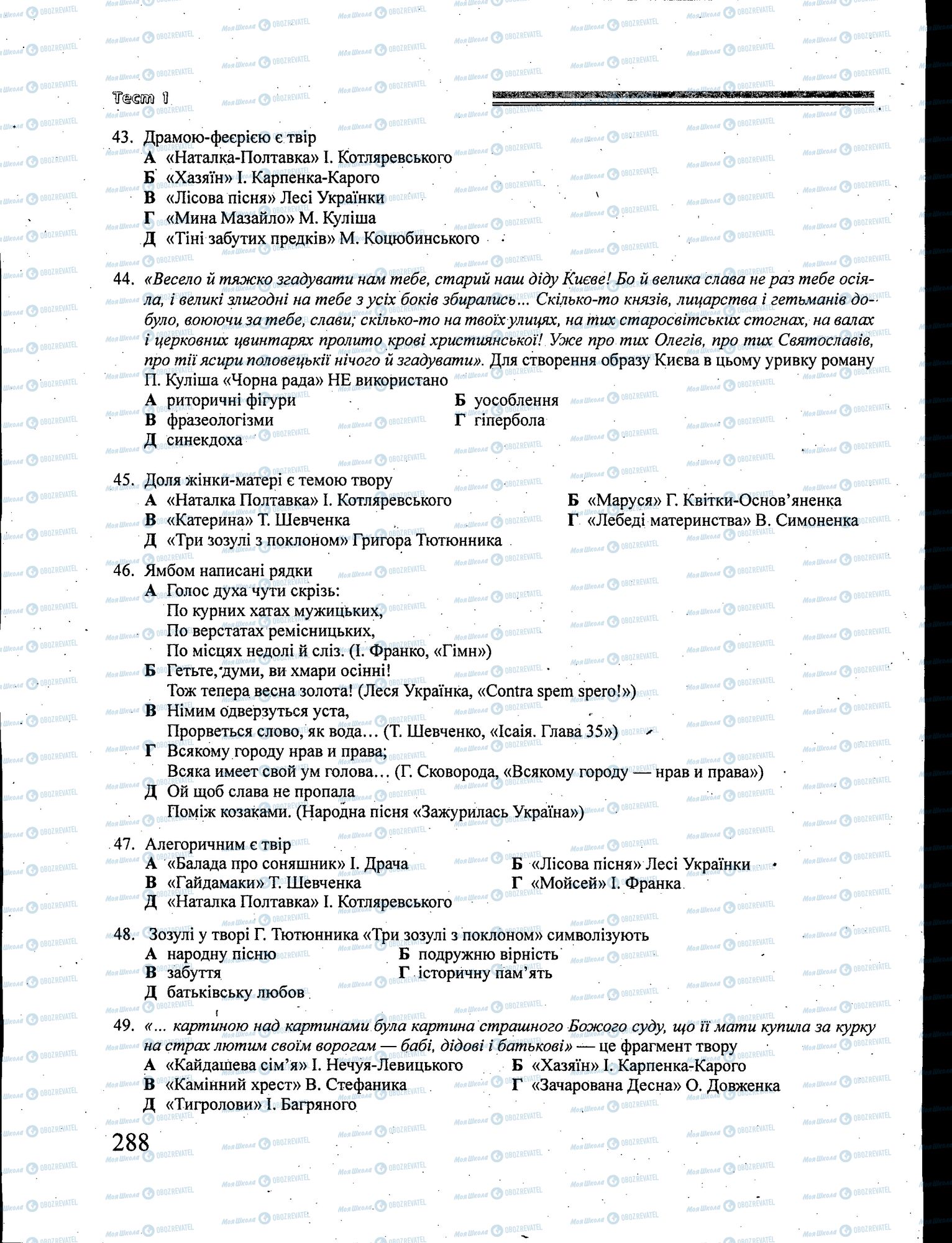 ЗНО Українська література 11 клас сторінка 288
