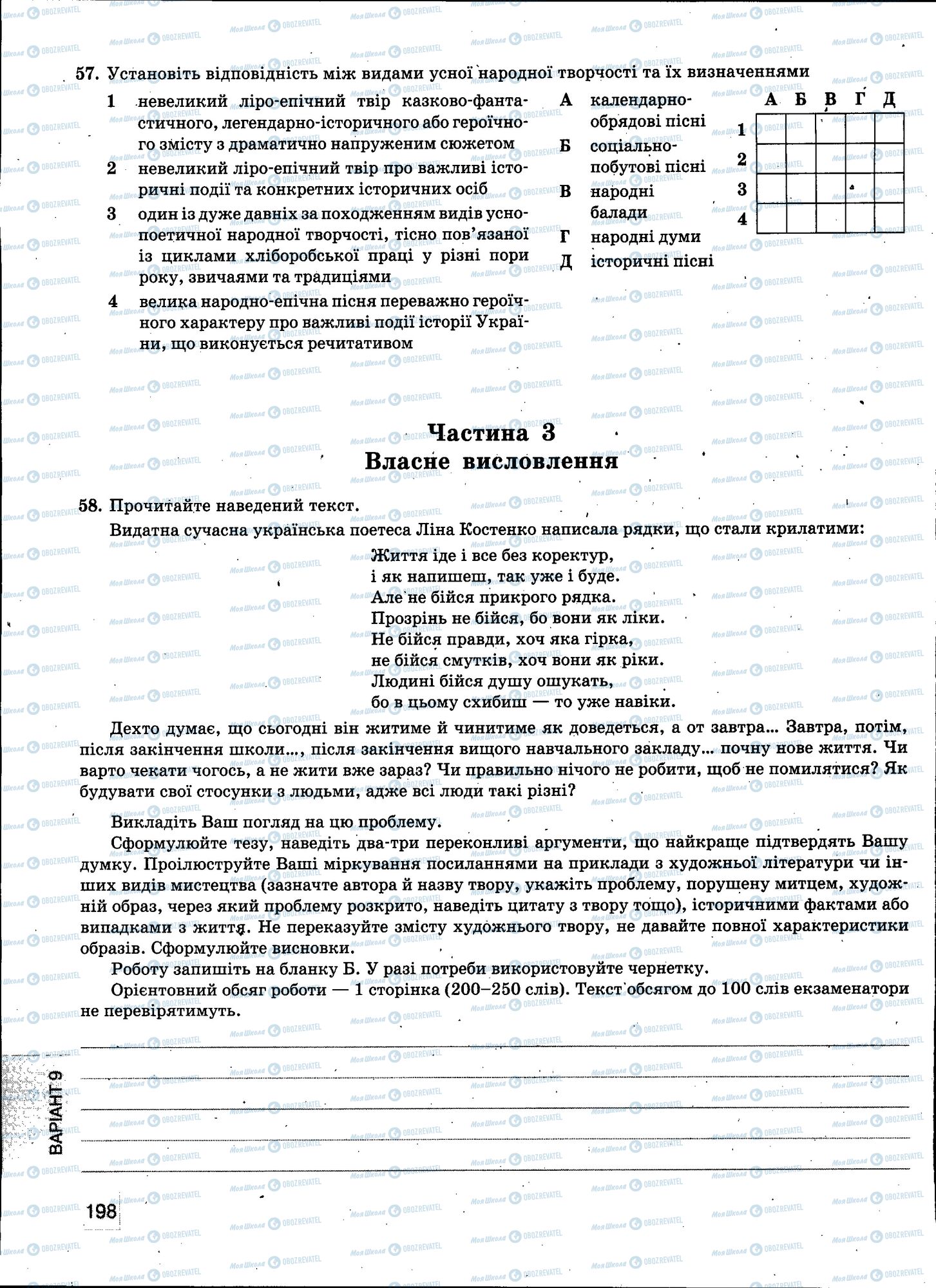 ЗНО Укр мова 11 класс страница 198