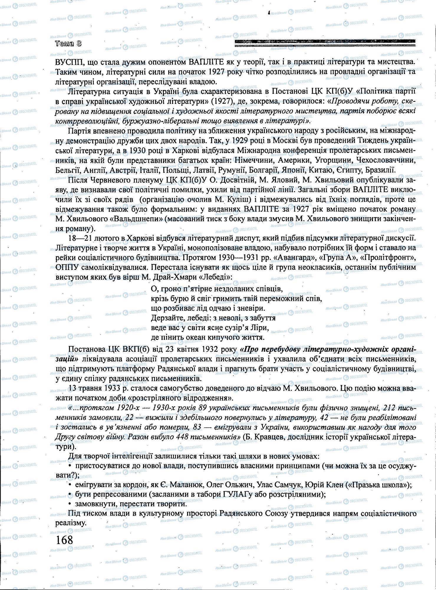 ЗНО Українська література 11 клас сторінка 168