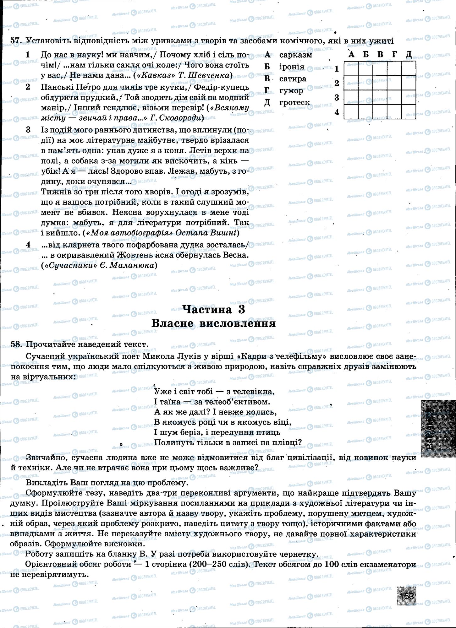 ЗНО Українська мова 11 клас сторінка 153