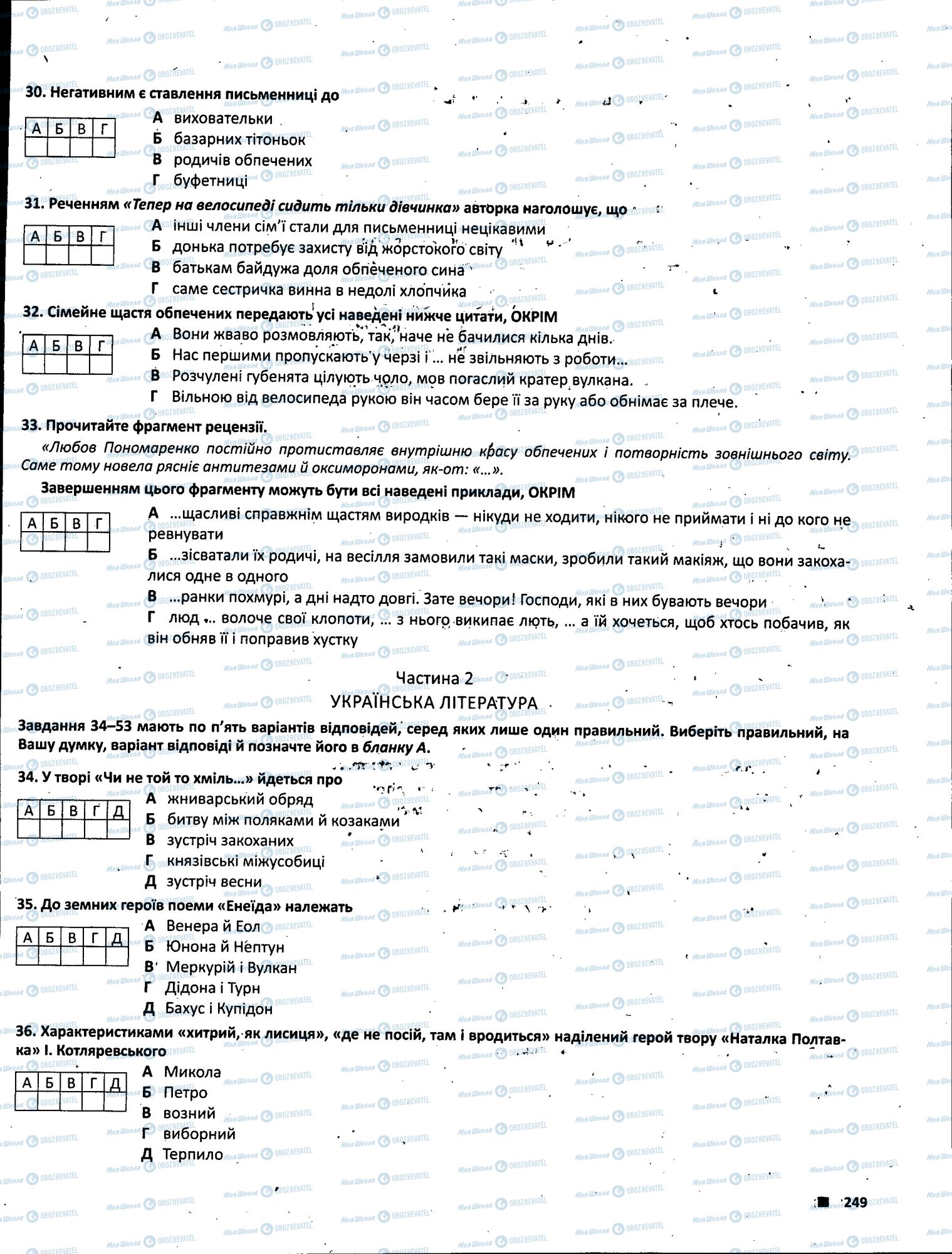ЗНО Українська література 11 клас сторінка 249