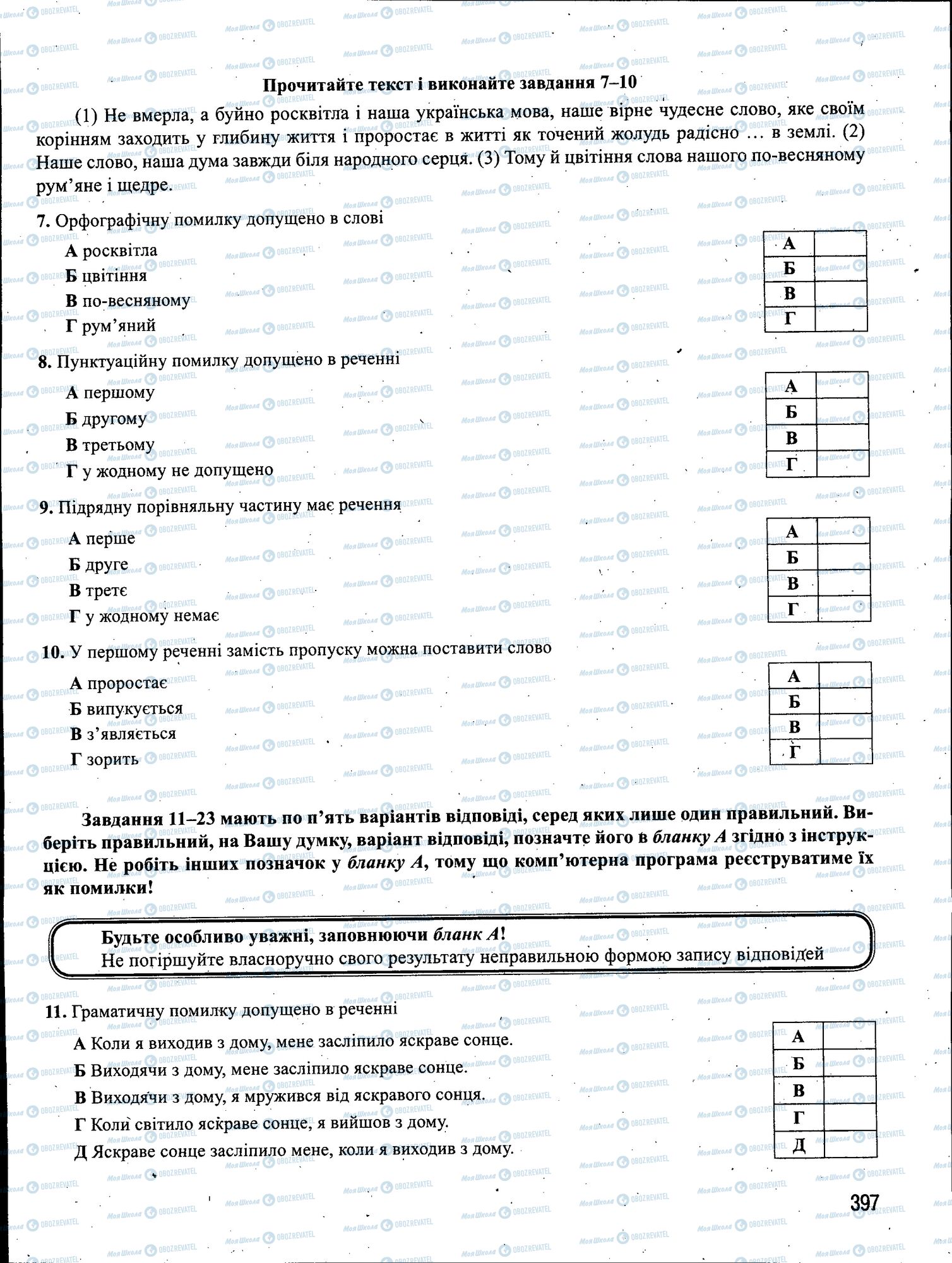 ЗНО Українська мова 11 клас сторінка 397