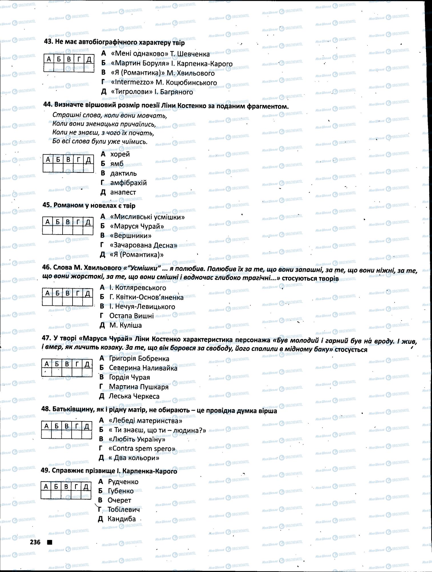 ЗНО Укр лит 11 класс страница 236