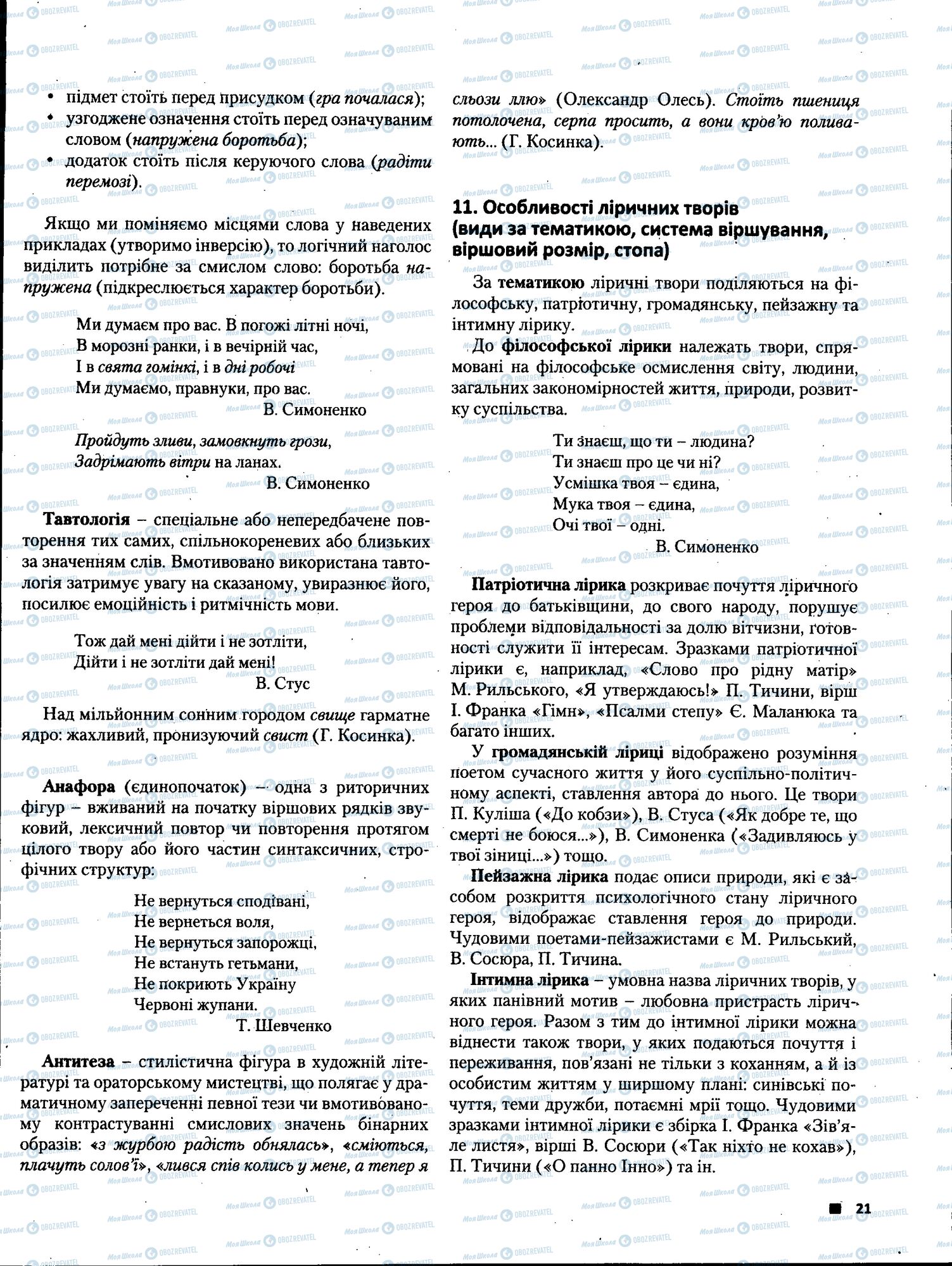 ЗНО Українська література 11 клас сторінка 021