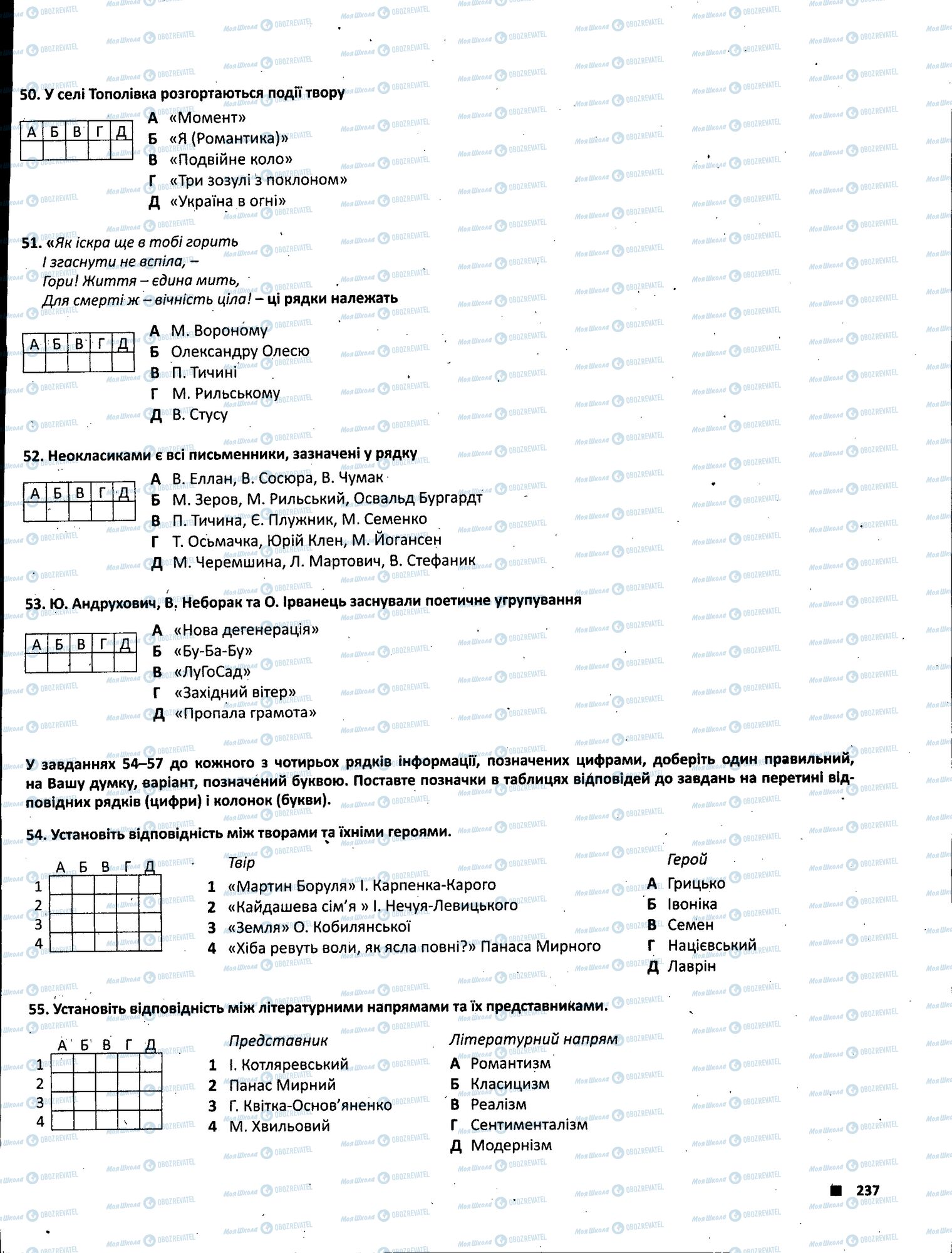 ЗНО Укр лит 11 класс страница 237