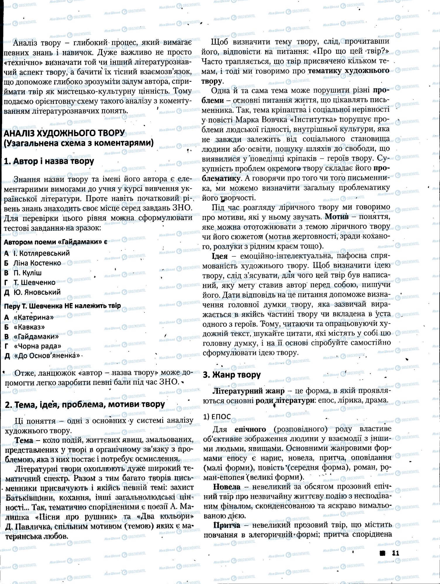 ЗНО Українська література 11 клас сторінка 011