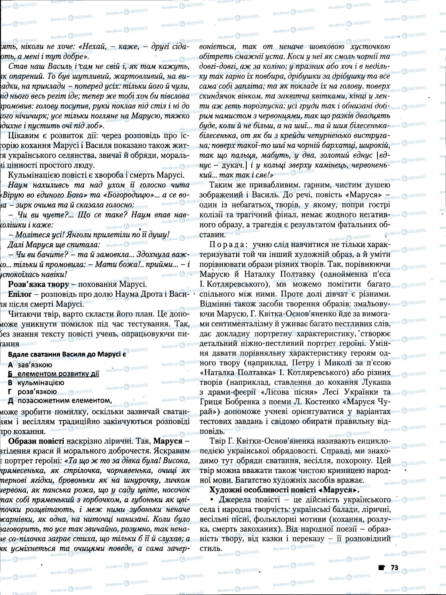 ЗНО Українська література 11 клас сторінка 073