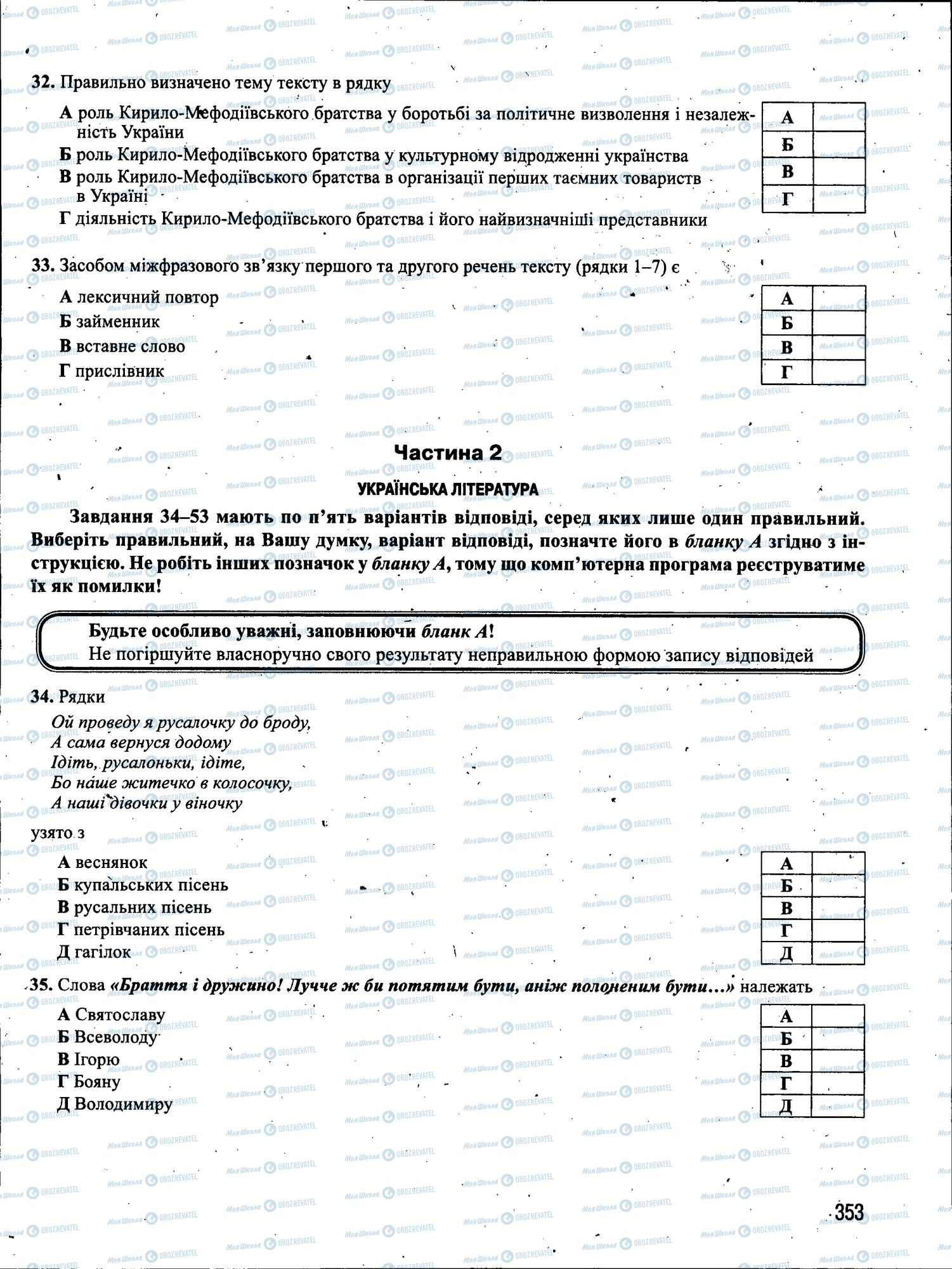 ЗНО Українська мова 11 клас сторінка 353