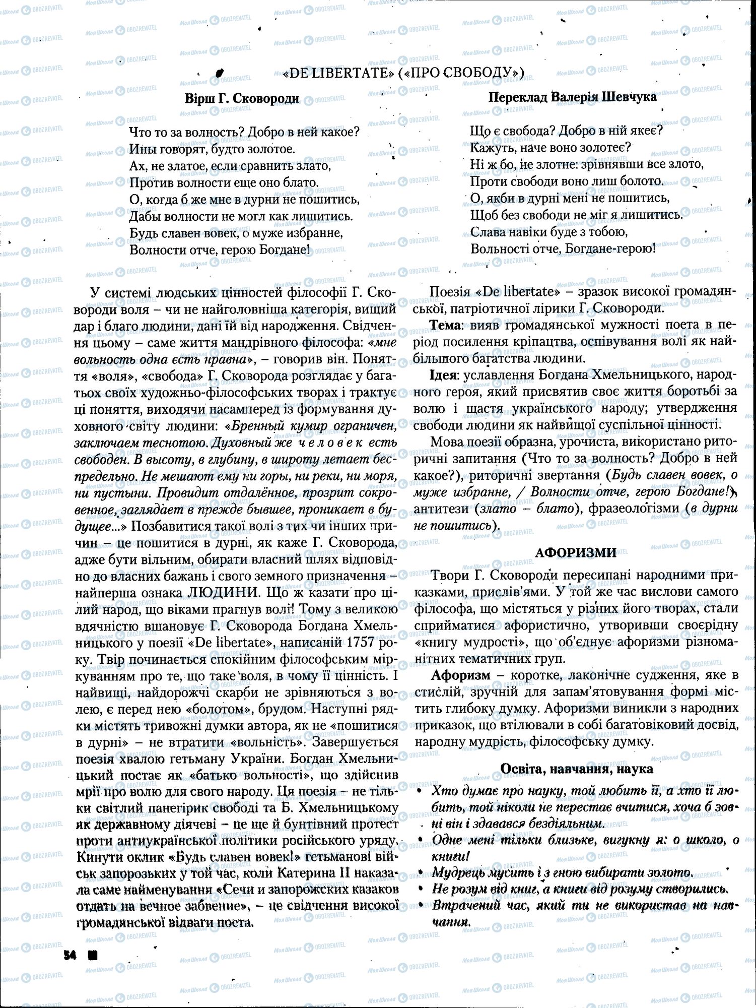ЗНО Українська література 11 клас сторінка 054