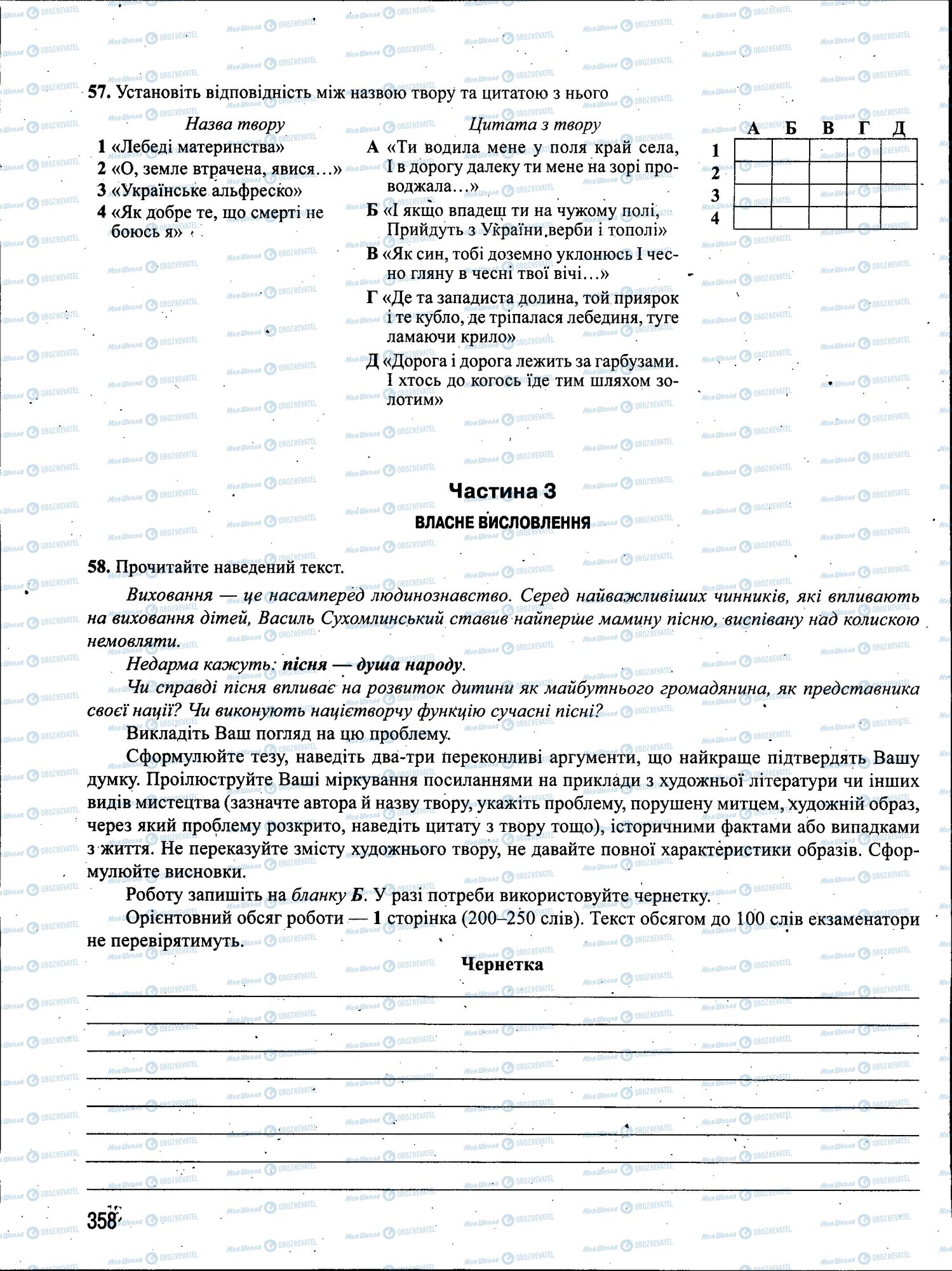 ЗНО Українська мова 11 клас сторінка 358