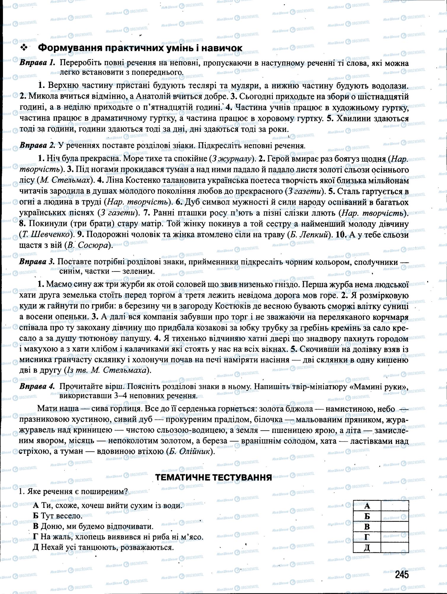 ЗНО Українська мова 11 клас сторінка 245